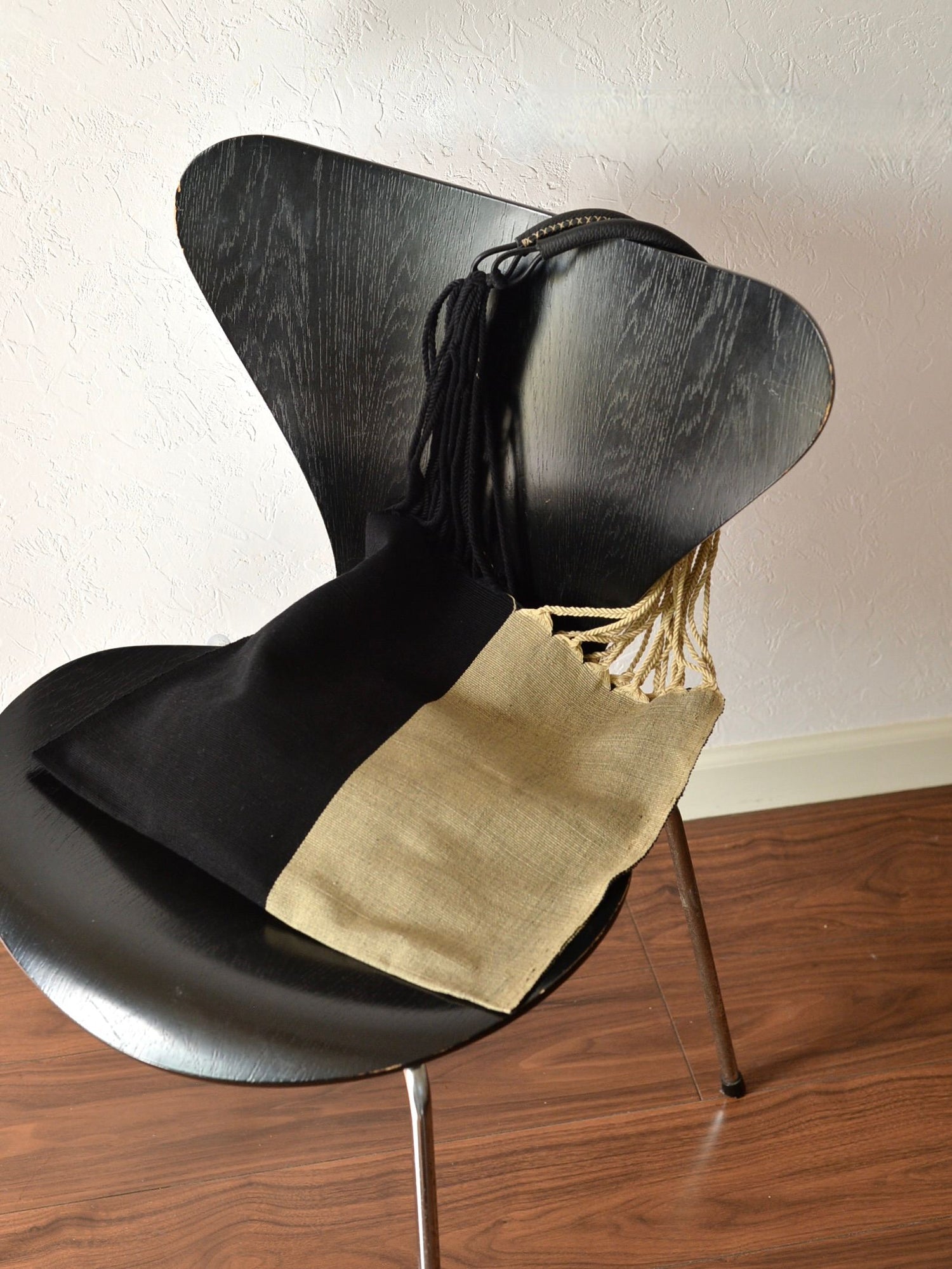 メキシコ ハンモックバッグ レザーハンドル ツートン