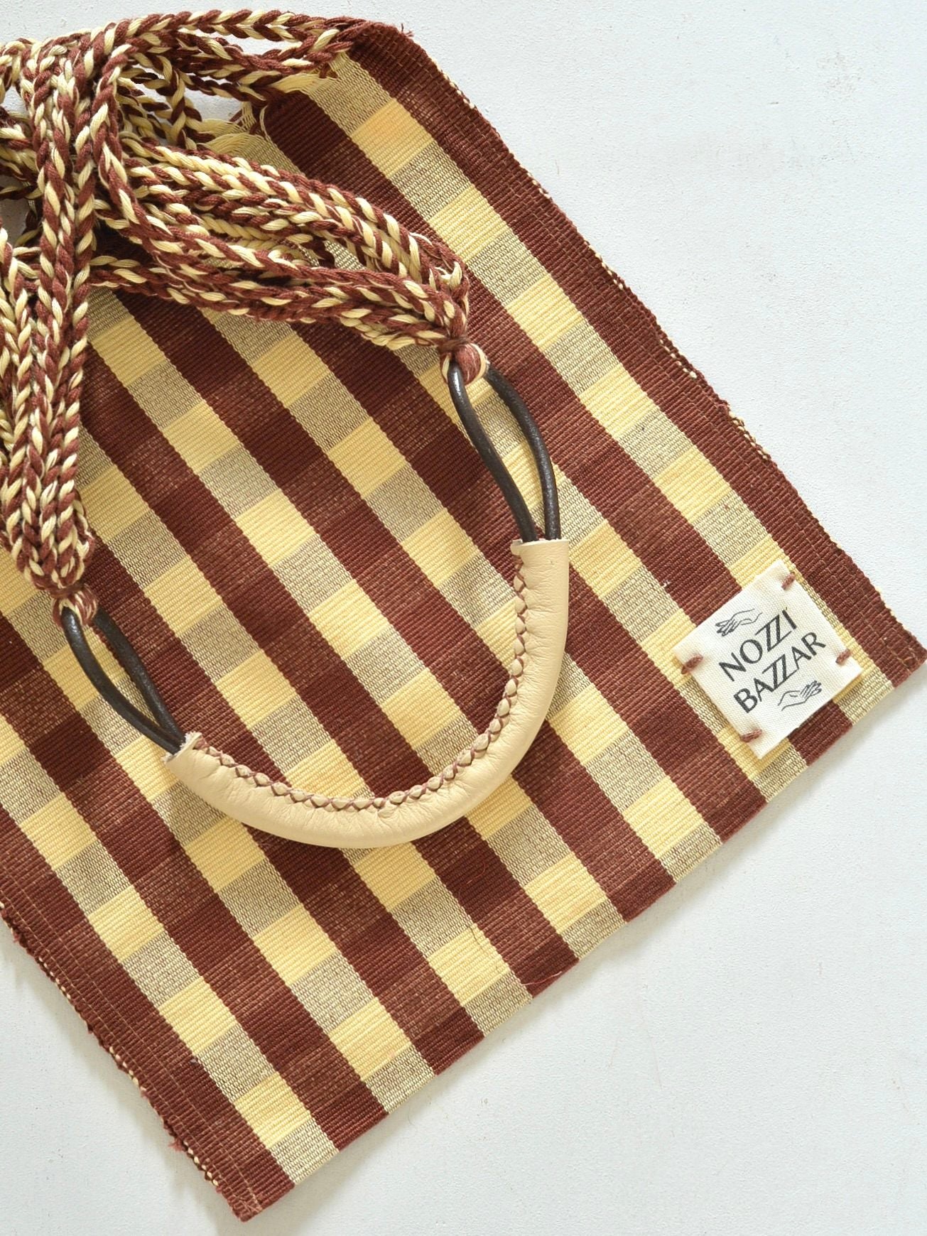 メキシコ ハンモックバッグ レザーハンドル S【BROWN】