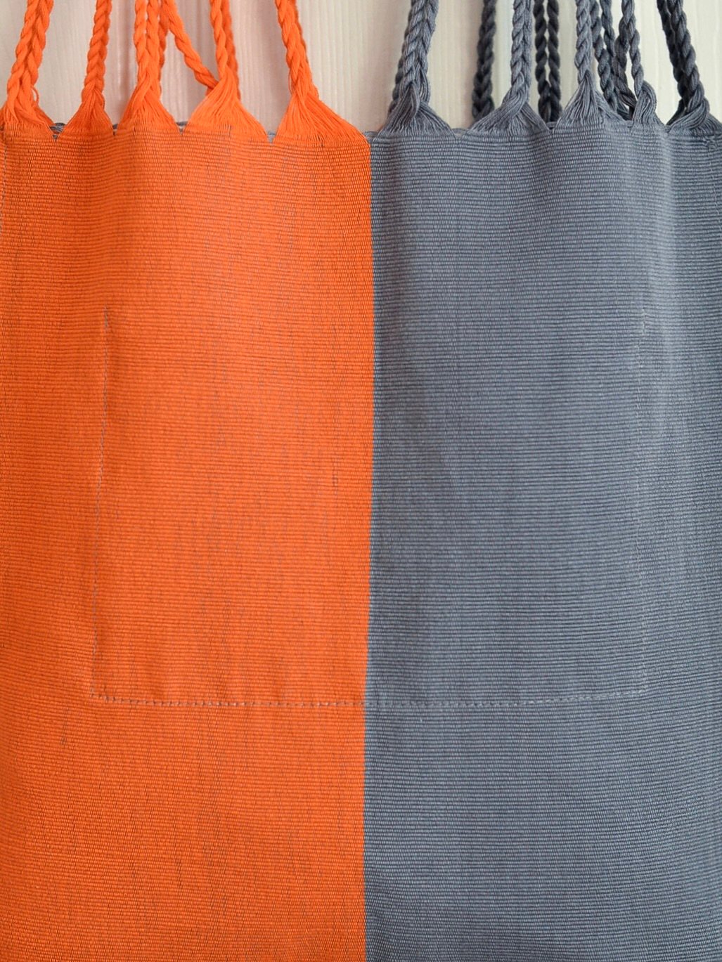 メキシコ ハンモックバッグ レザーハンドル ツートン グレー×オレンジ