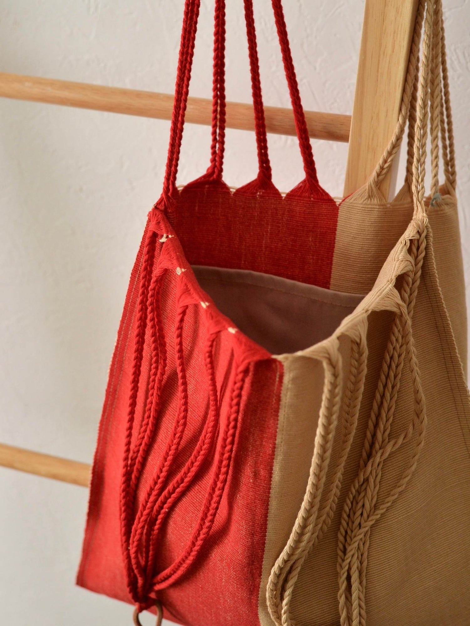 メキシコ ハンモックバッグ レザーハンドル ツートン