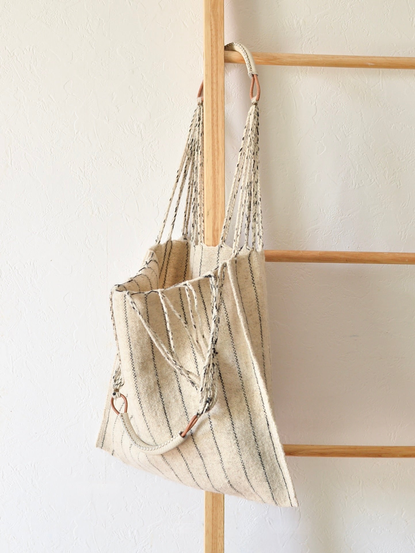 メキシコ ウール ハンモックバッグ レザーハンドル