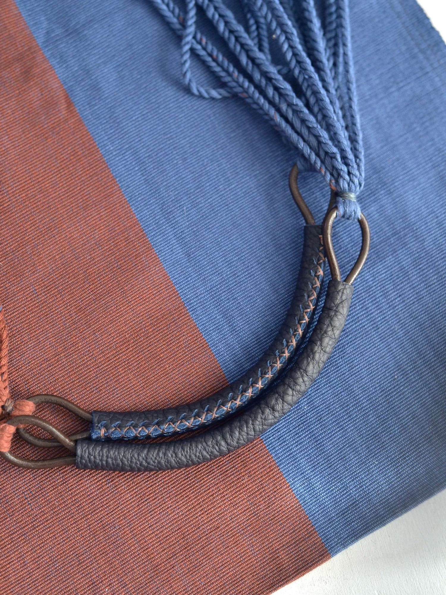 メキシコ ハンモックバッグ レザーハンドル ツートン