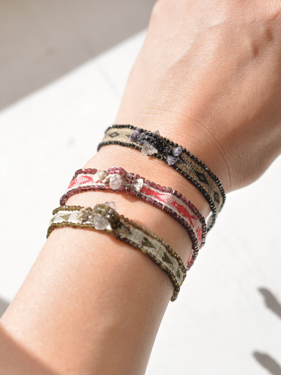 ハーキマーダイヤモンド 手織りブレスレット