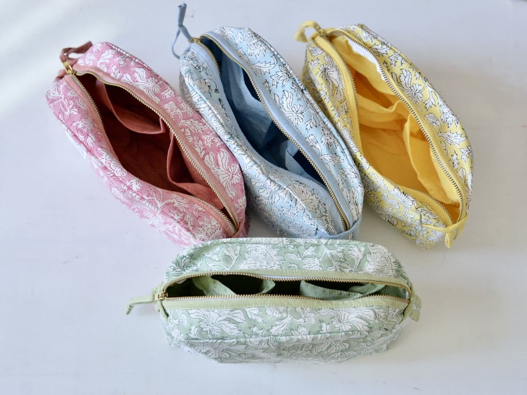 ブロックプリント コットンポーチ BIG