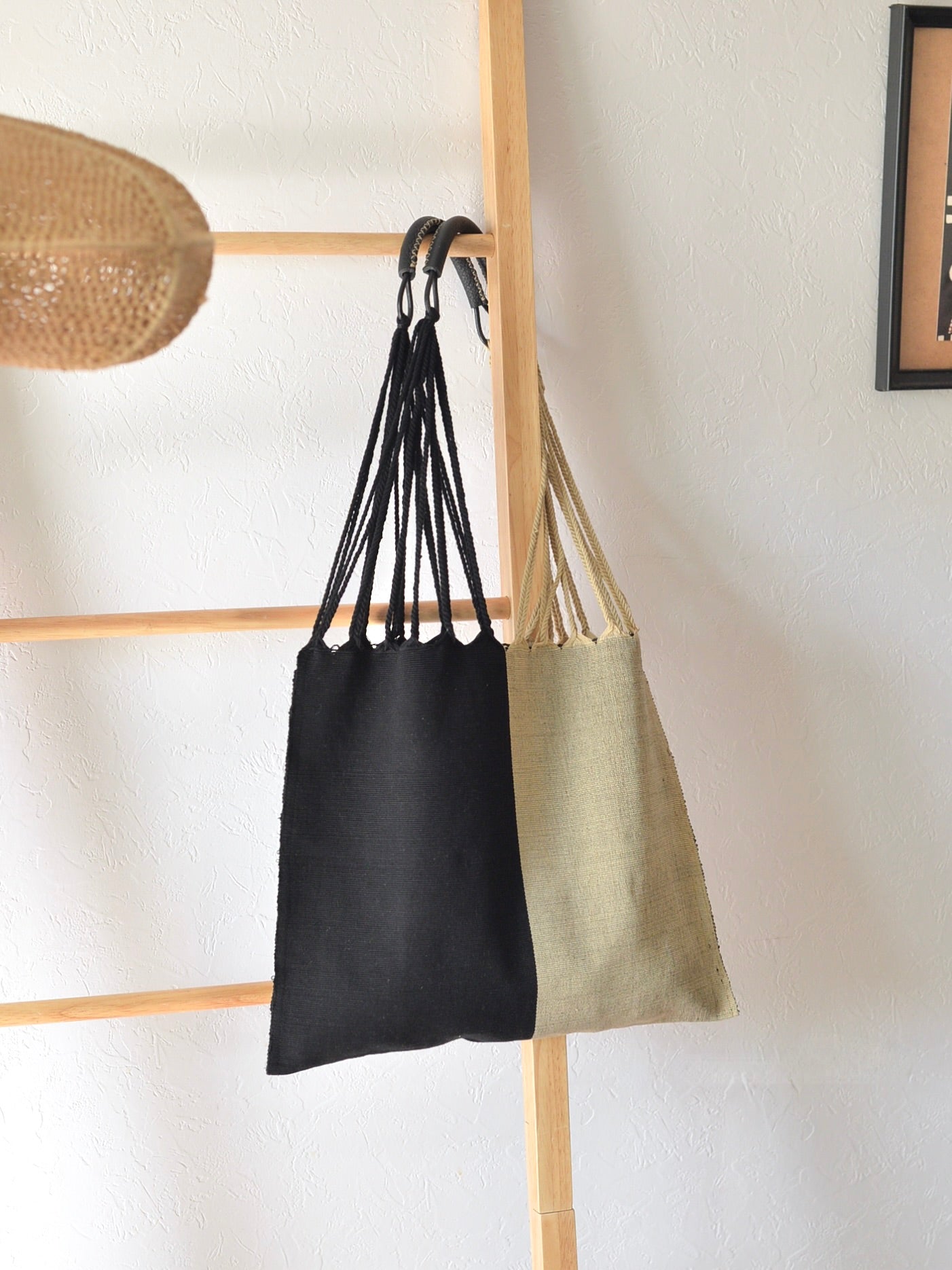 メキシコ ハンモックバッグ レザーハンドル ツートン