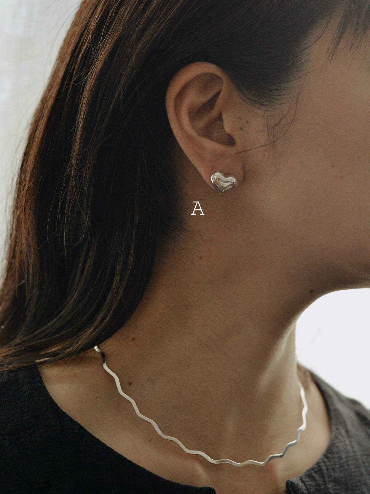 Mexican Silver925 ハートスタッドピアス