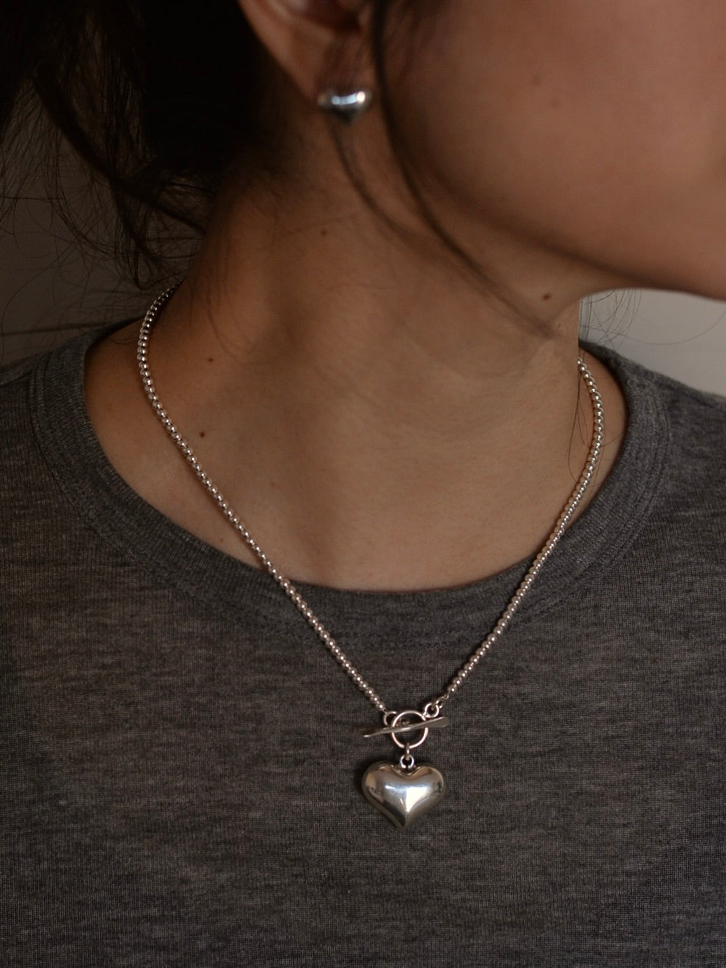 【1/22頃発送予定】Mexican Silver925 3mmボールビーズ ハートネックレス