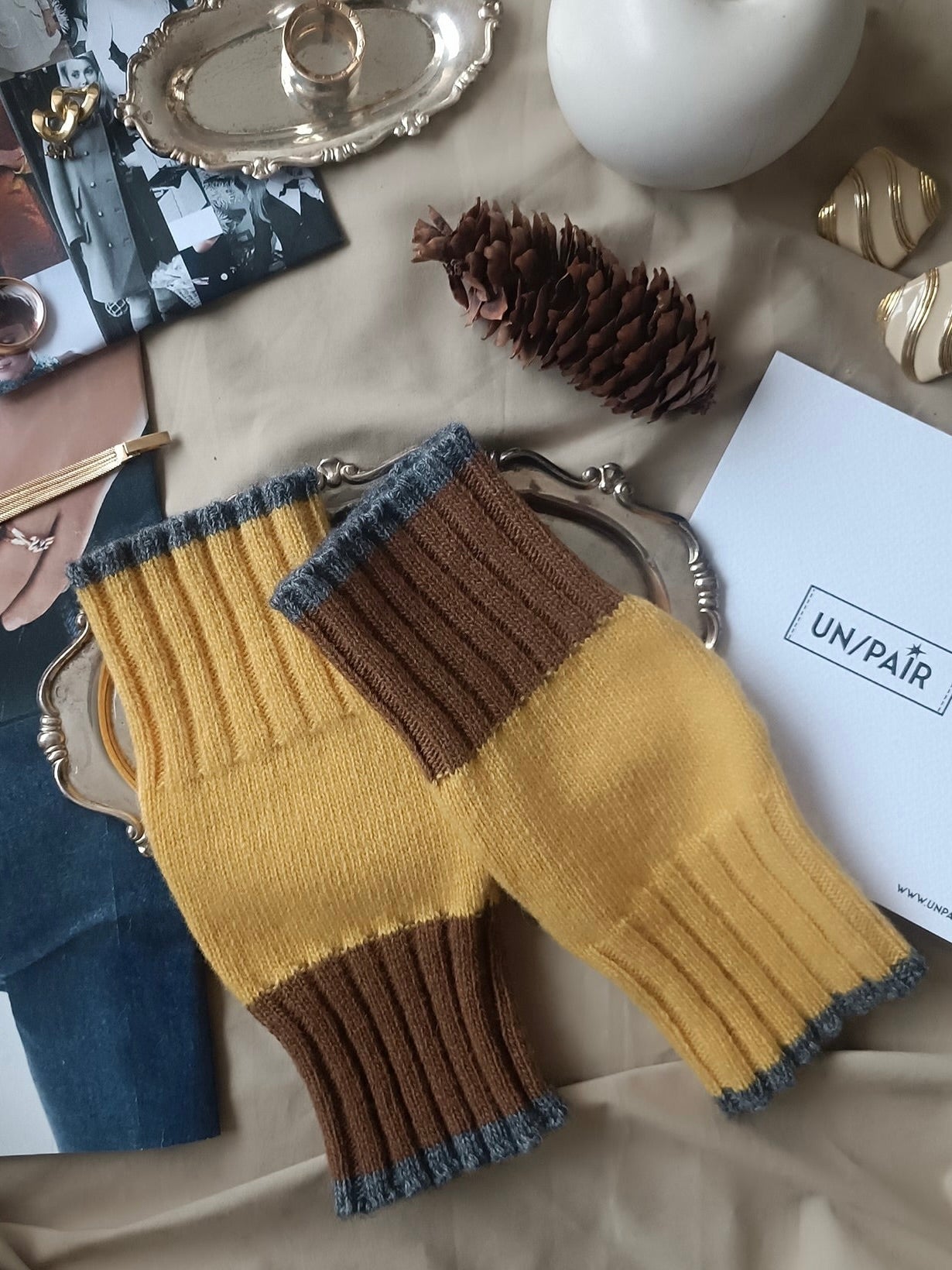 カシミヤブレンド ニット フィンガーレスグローブ ハンドウォーマー