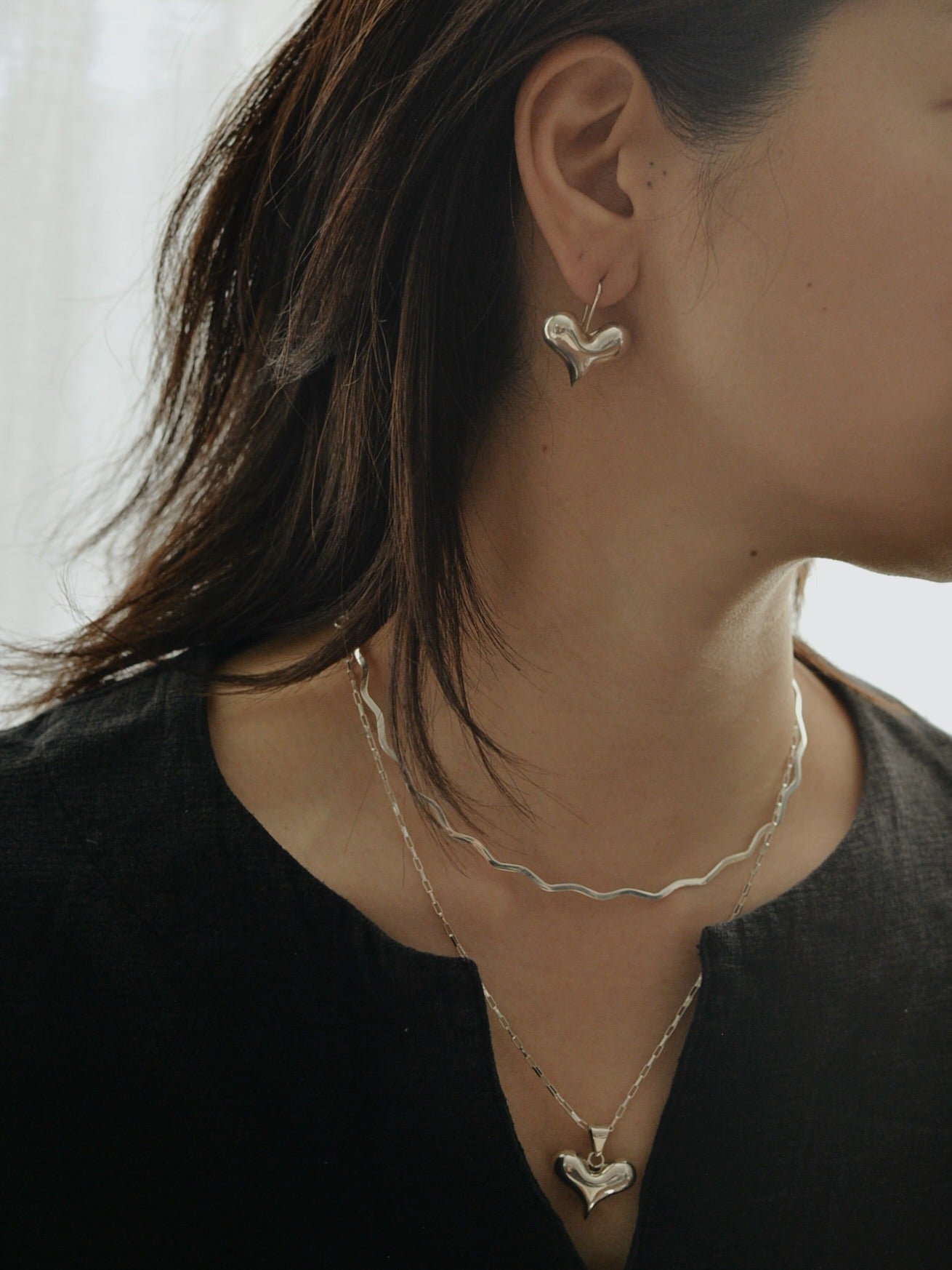 Mexican Silver925 ハートフックピアス