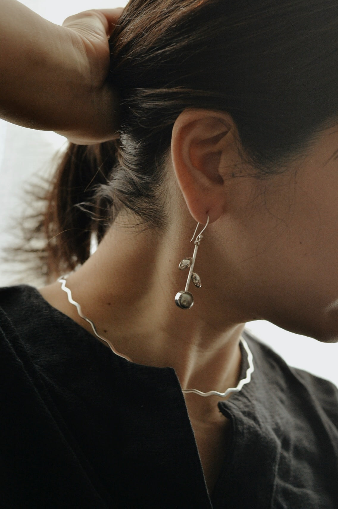 Mexican Silver925 リーフパールピアス