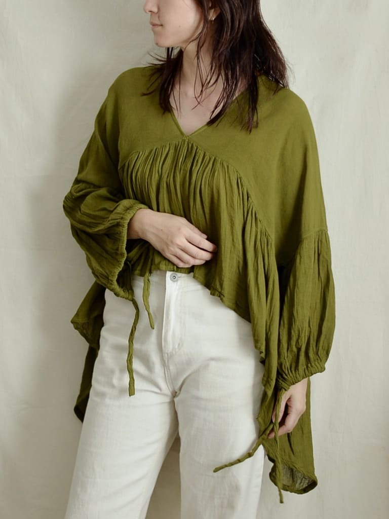 멕시코 코튼 개더블라우스 Romero