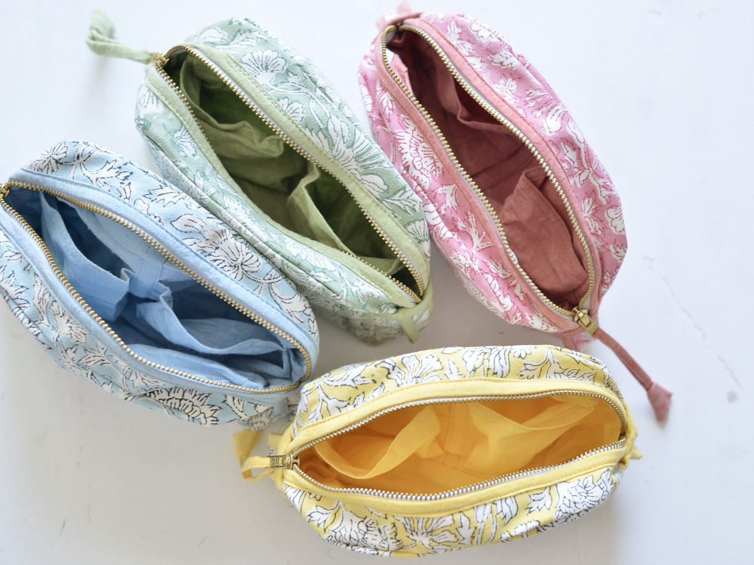 ブロックプリント コットンポーチ