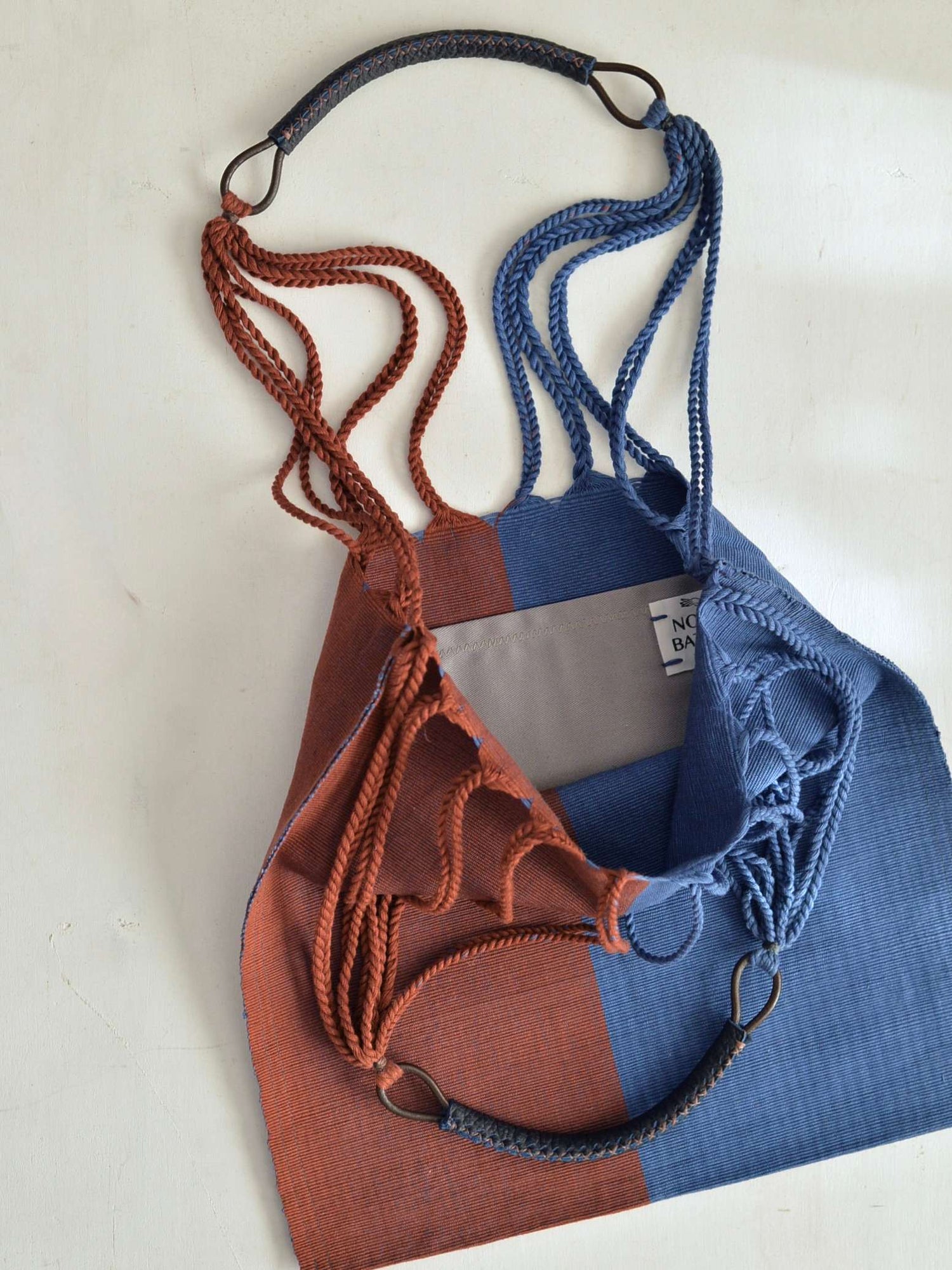 メキシコ ハンモックバッグ レザーハンドル ツートン