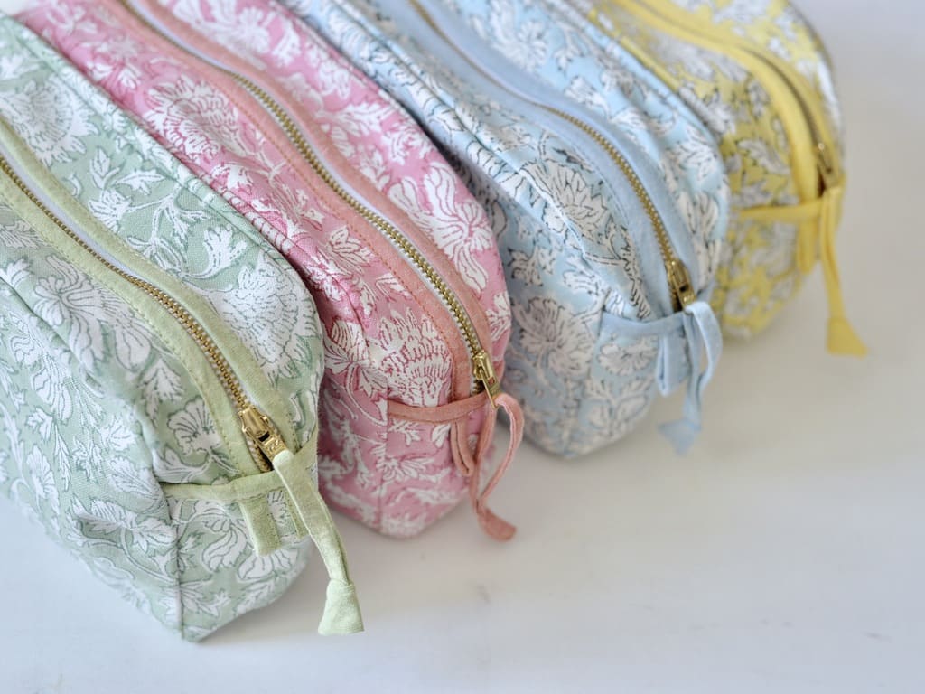 ブロックプリント コットンポーチ BIG