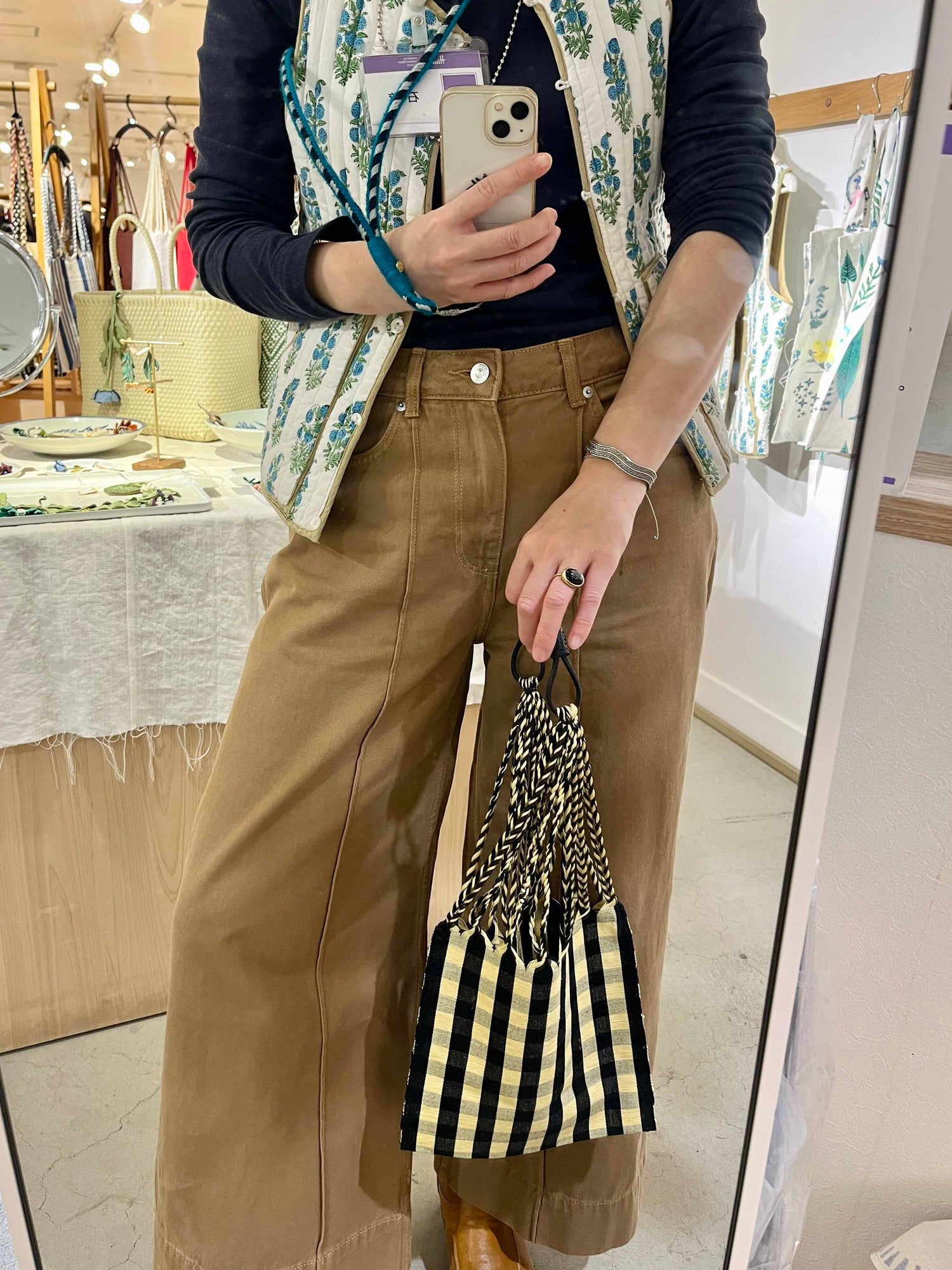 メキシコ ハンモックバッグ レザーハンドル S【BLACK】