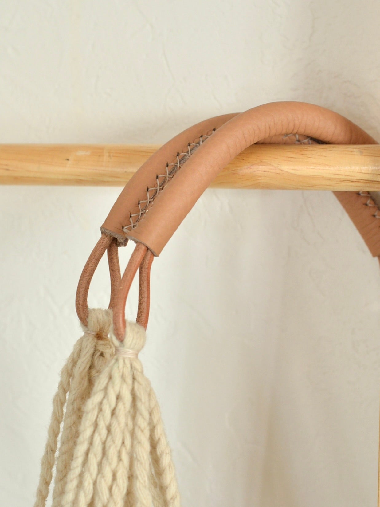 メキシコ ウール ハンモックバッグ レザーハンドル ポンポン