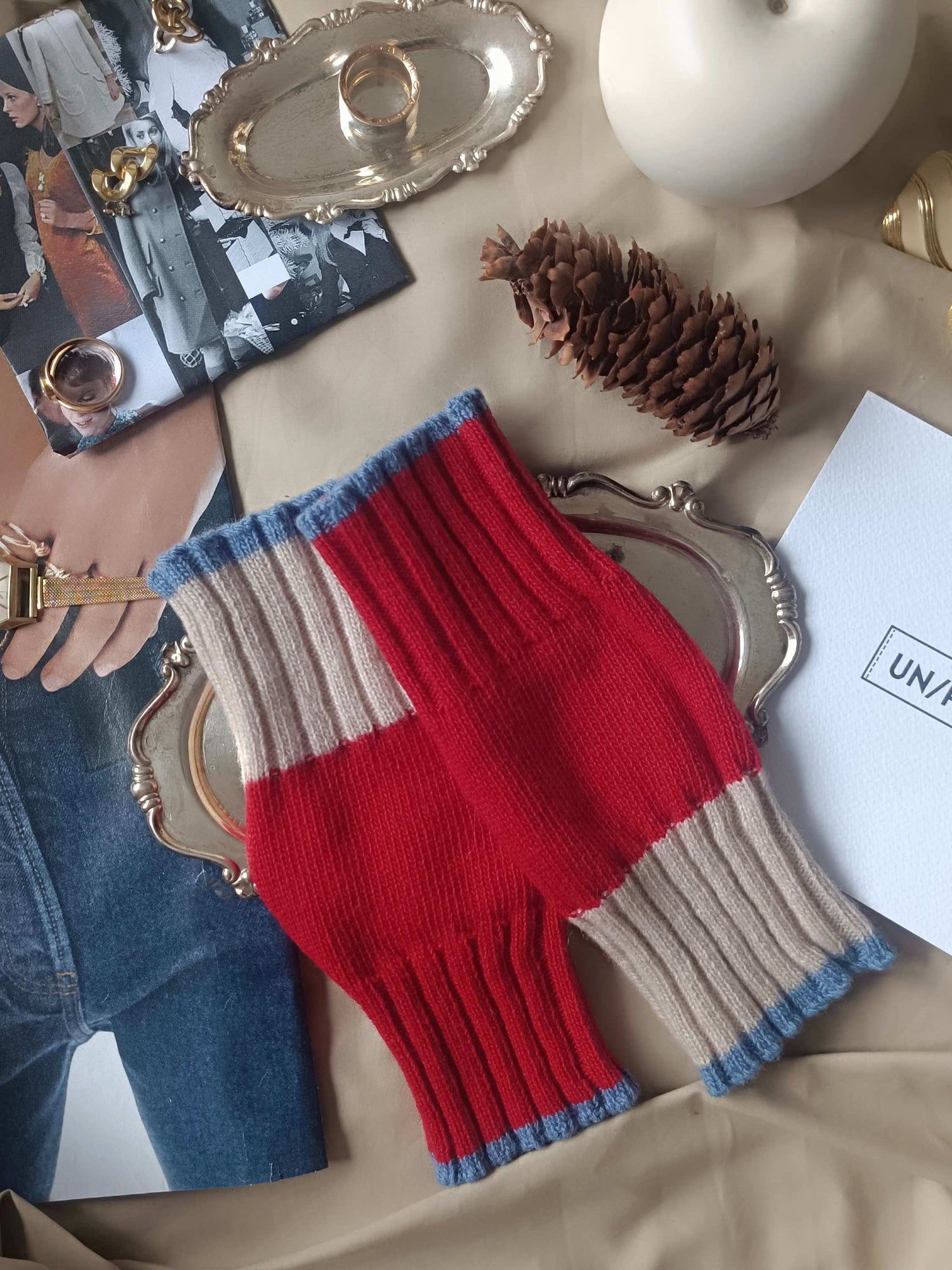 カシミヤブレンド ニット フィンガーレスグローブ ハンドウォーマー