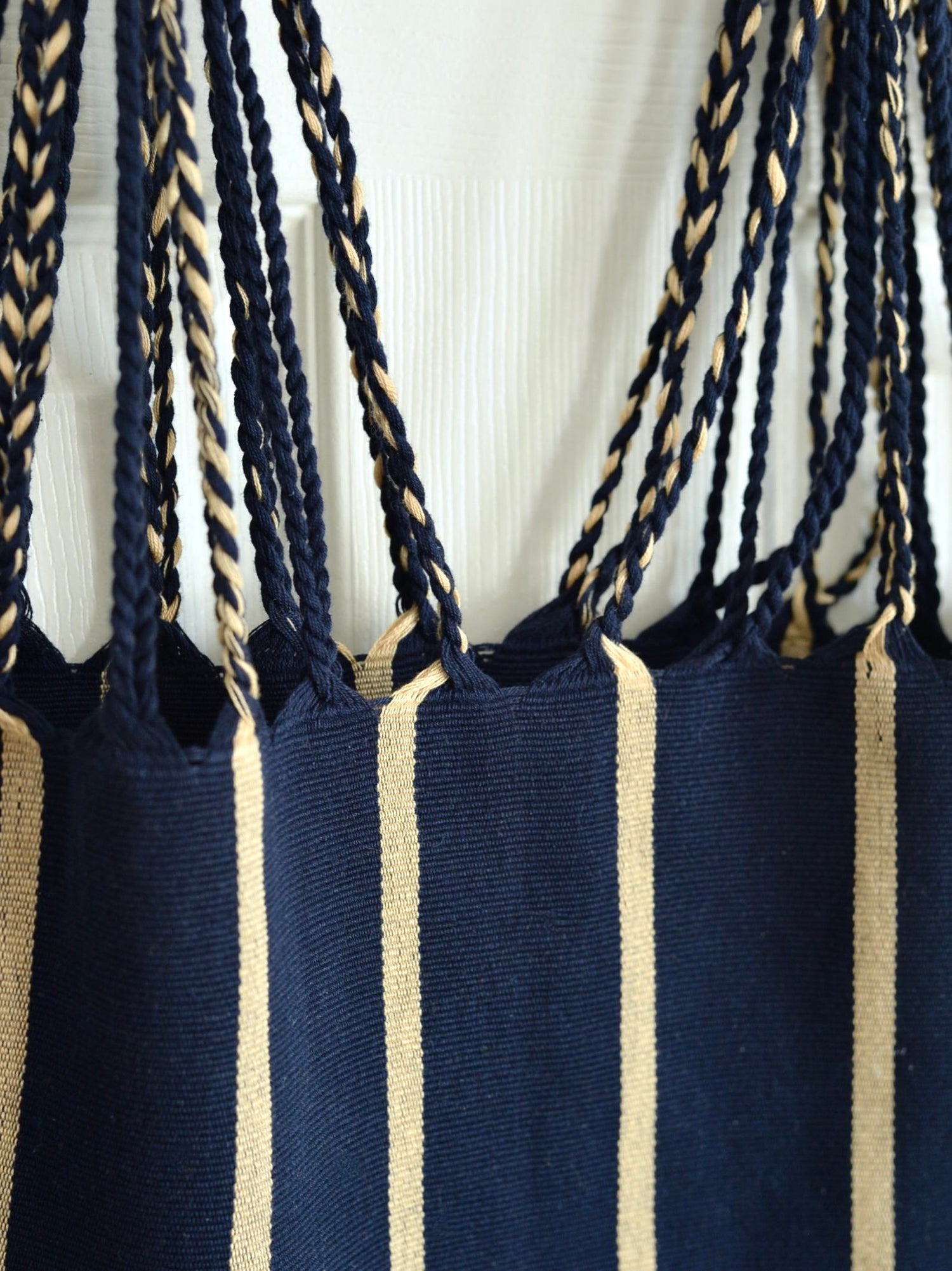 メキシコ ハンモックバッグ ネイビー レザーハンドル