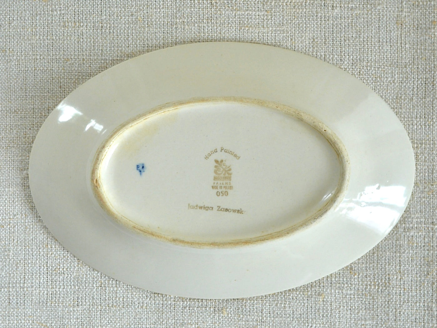 ヴィンテージ ヴウォツワヴェク陶器 オーバルプレート