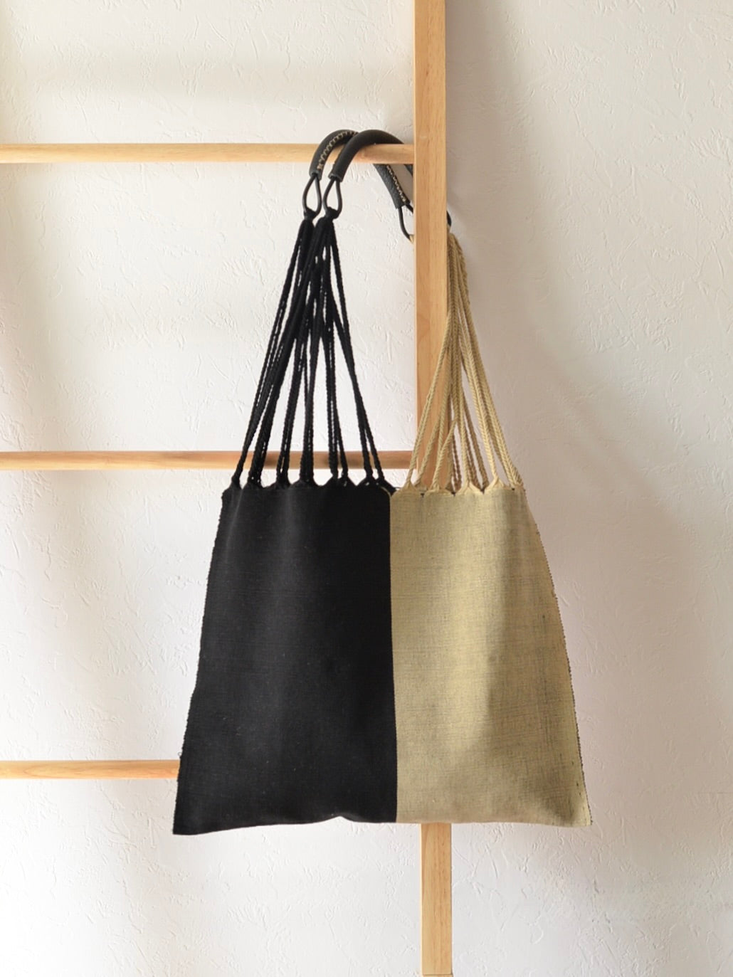 メキシコ ハンモックバッグ レザーハンドル ツートン