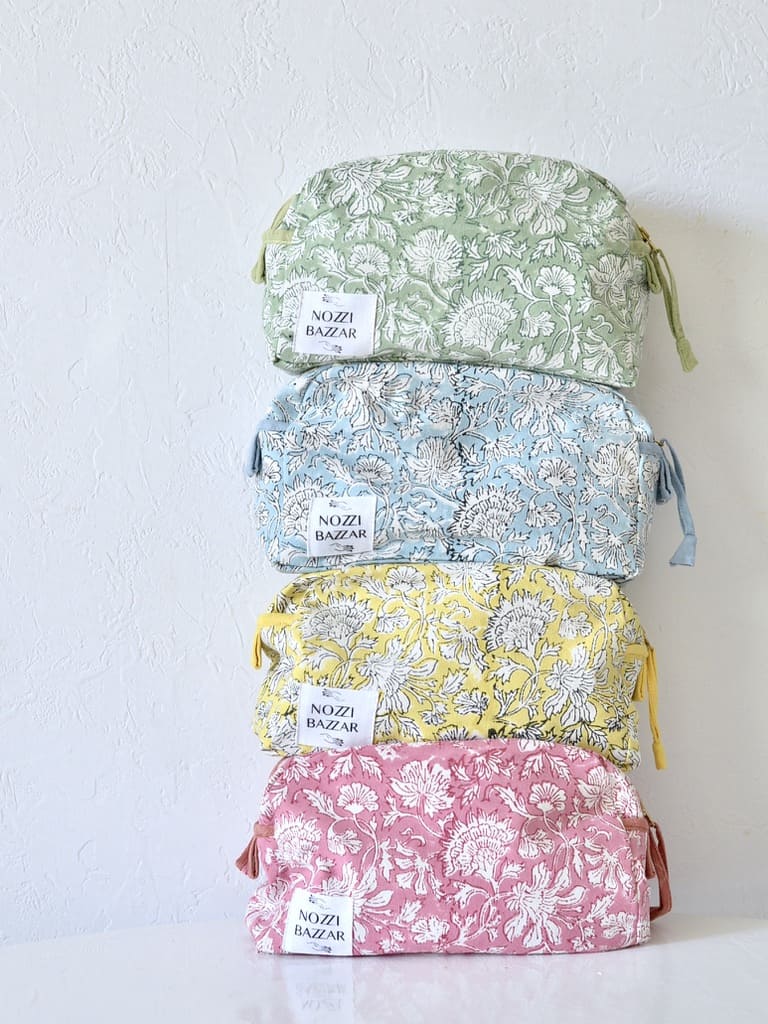 ブロックプリント コットンポーチ BIG