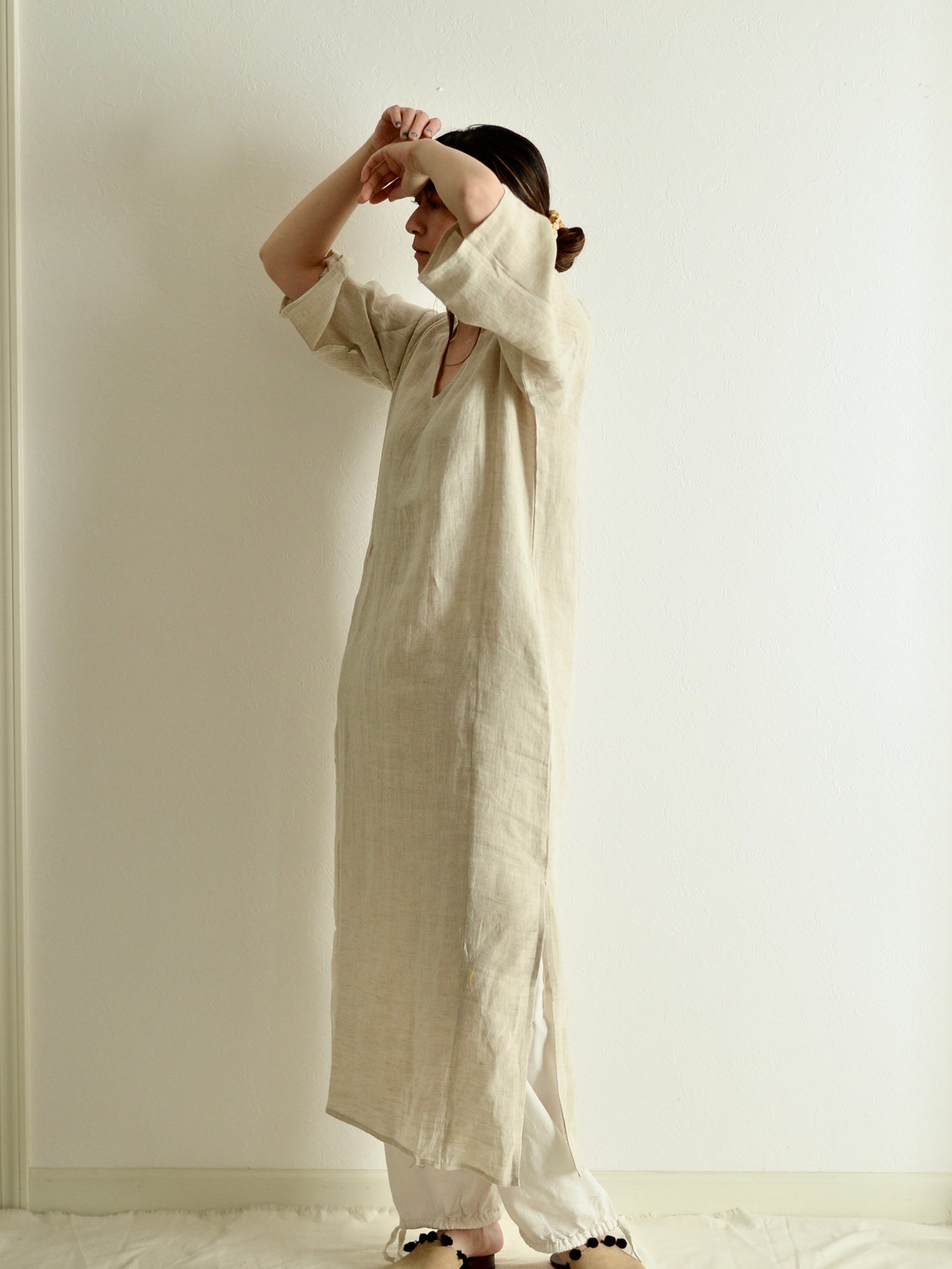 リネン リラックス ワンピース Flax Natural