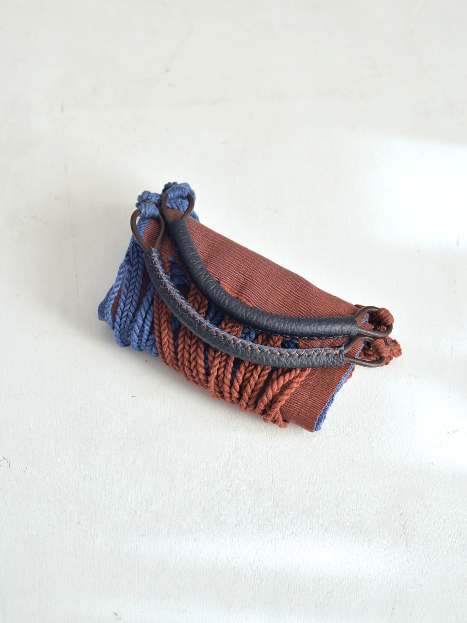 メキシコ ハンモックバッグ レザーハンドル ツートン