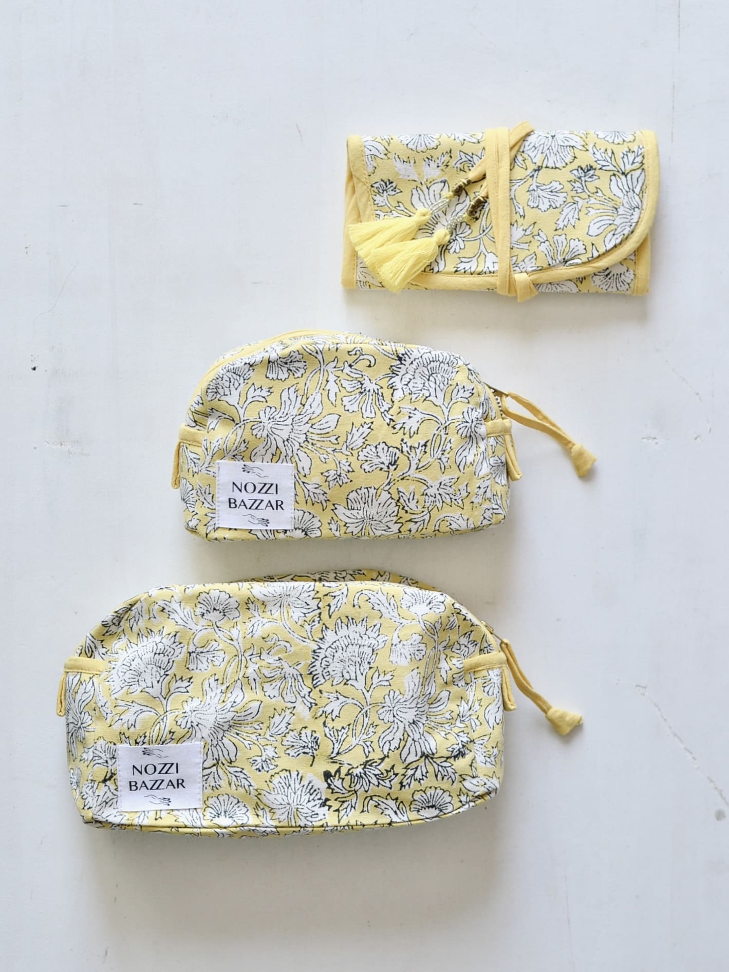 ブロックプリント コットンポーチ