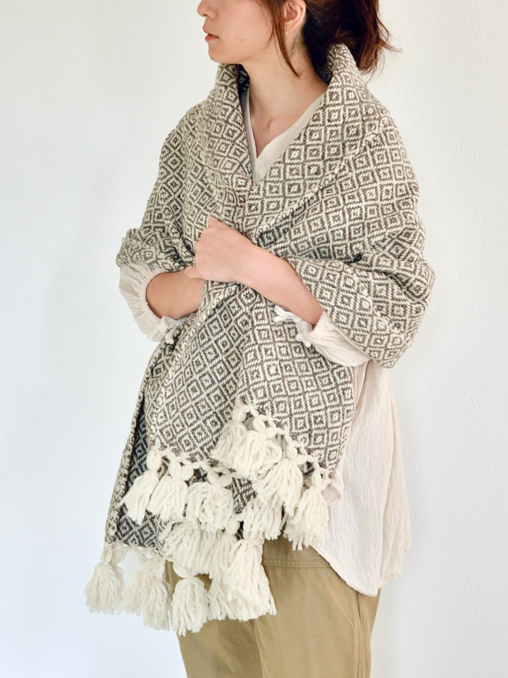 上海灘 大型ショール メキシコ ウール 大判ショール グレー – NOZZI BAZZAR