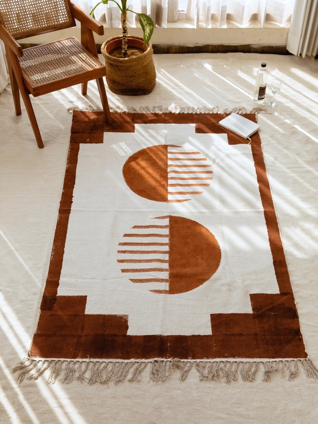 ハンドブロックプリント コットンラグ