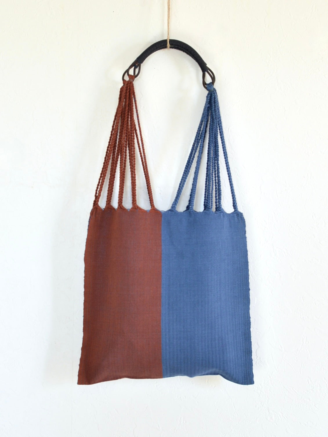 メキシコ ハンモックバッグ レザーハンドル ツートン