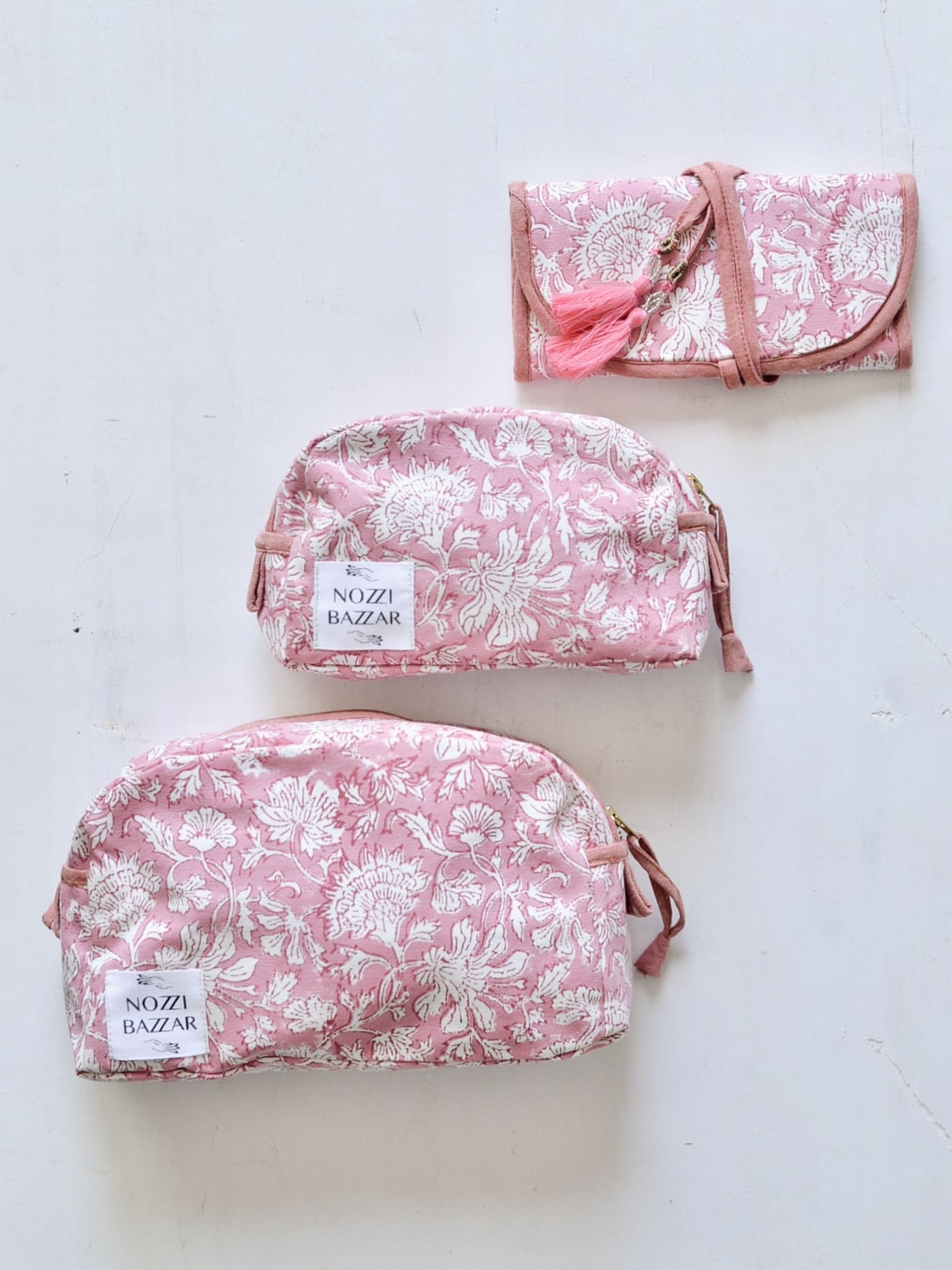 ブロックプリント コットンポーチ