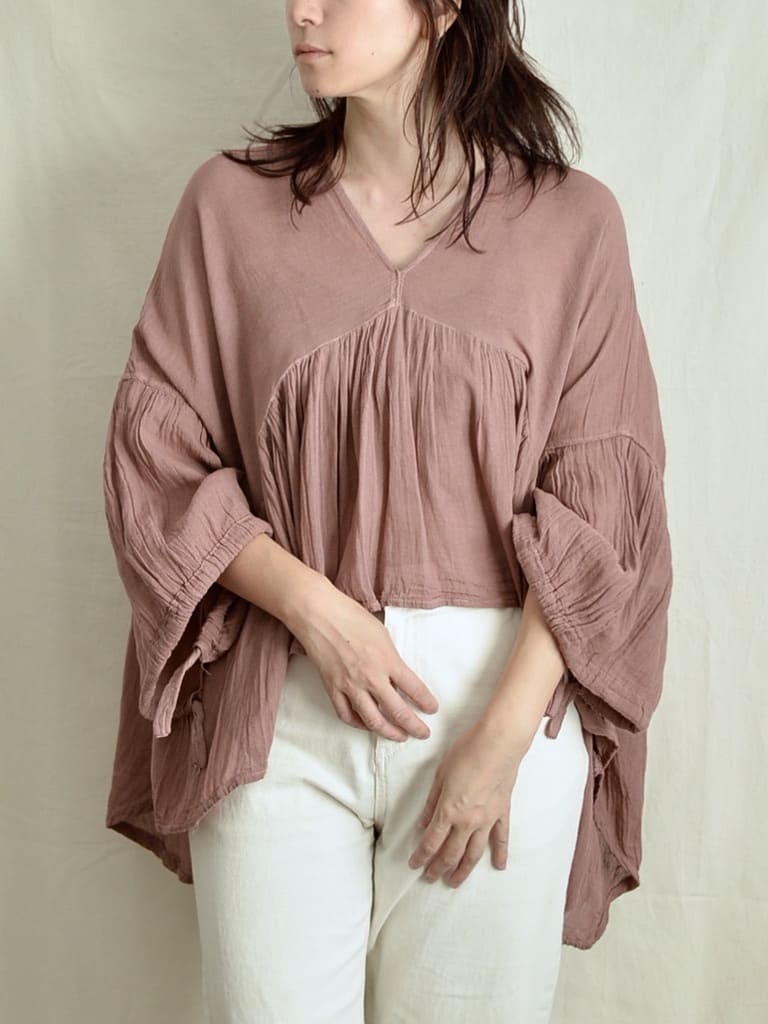 メキシココットン ギャザーブラウス Heather