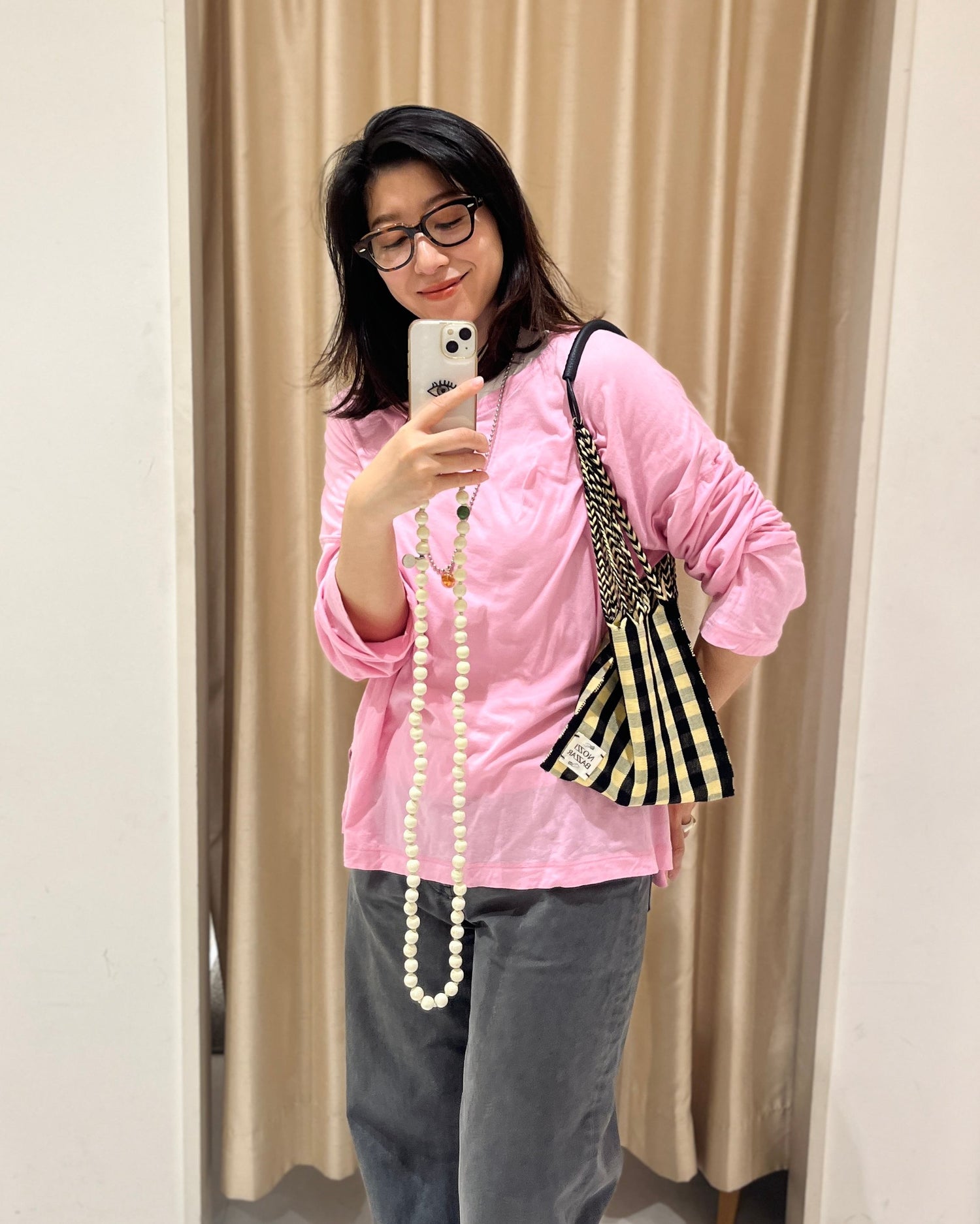 メキシコ ハンモックバッグ レザーハンドル S【BLACK】