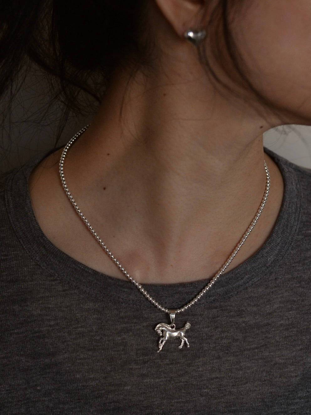 【1/22頃発送予定】Mexican Silver925 3mmボールビーズ Horseネックレス