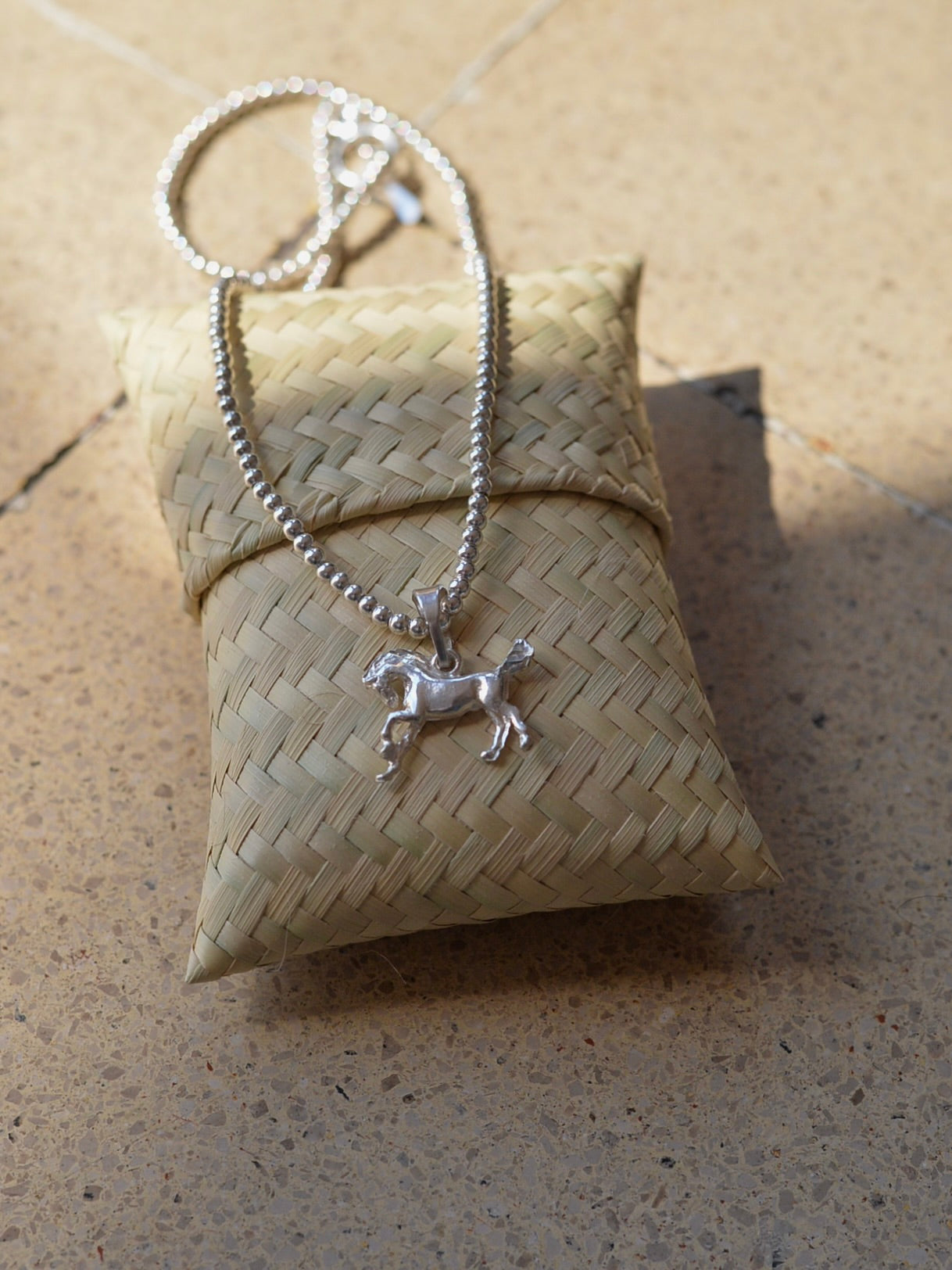 【1/22頃発送予定】Mexican Silver925 3mmボールビーズ Horseネックレス