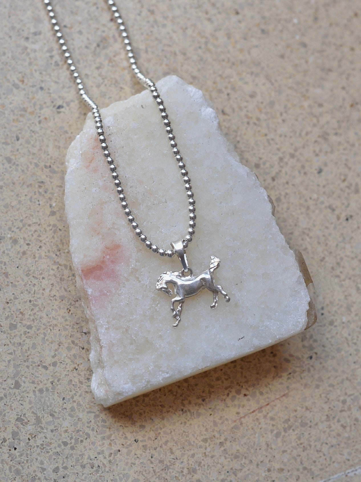 【1/22頃発送予定】Mexican Silver925 3mmボールビーズ Horseネックレス