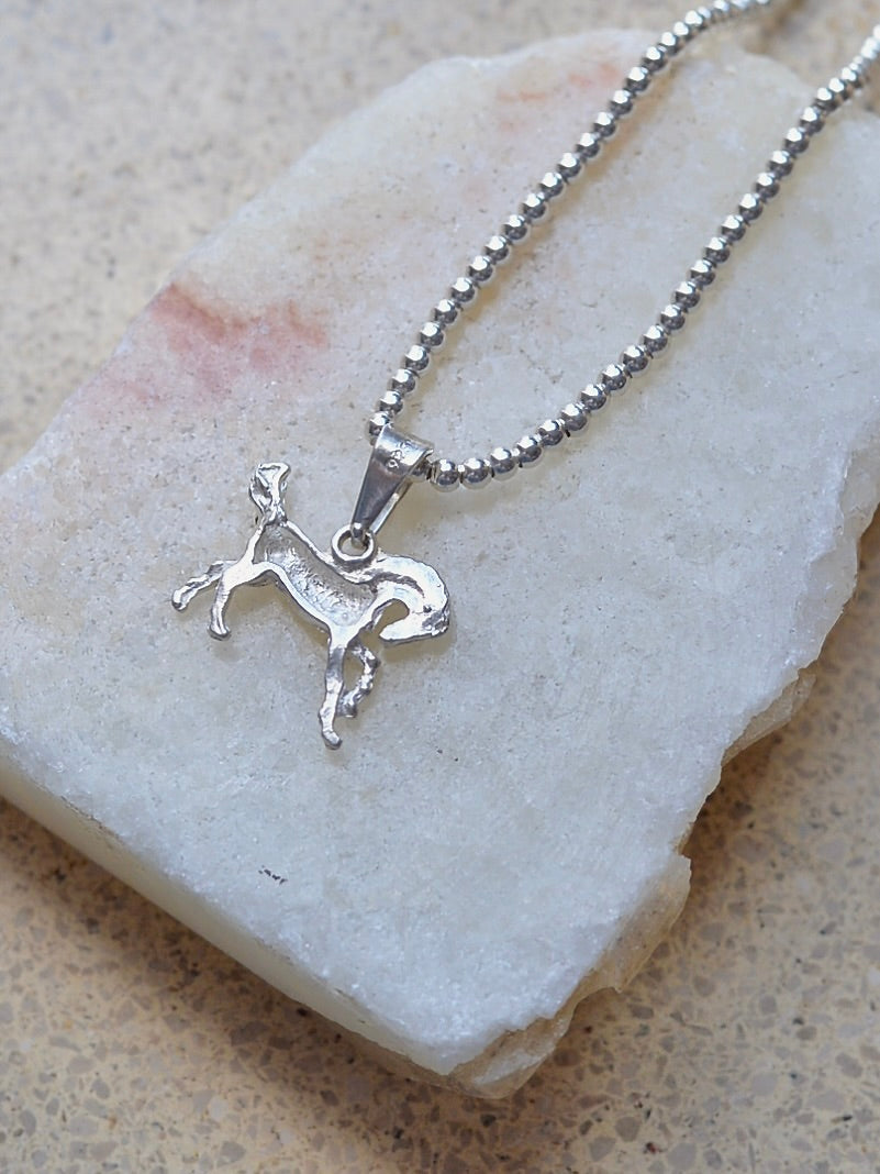 【1/22頃発送予定】Mexican Silver925 3mmボールビーズ Horseネックレス