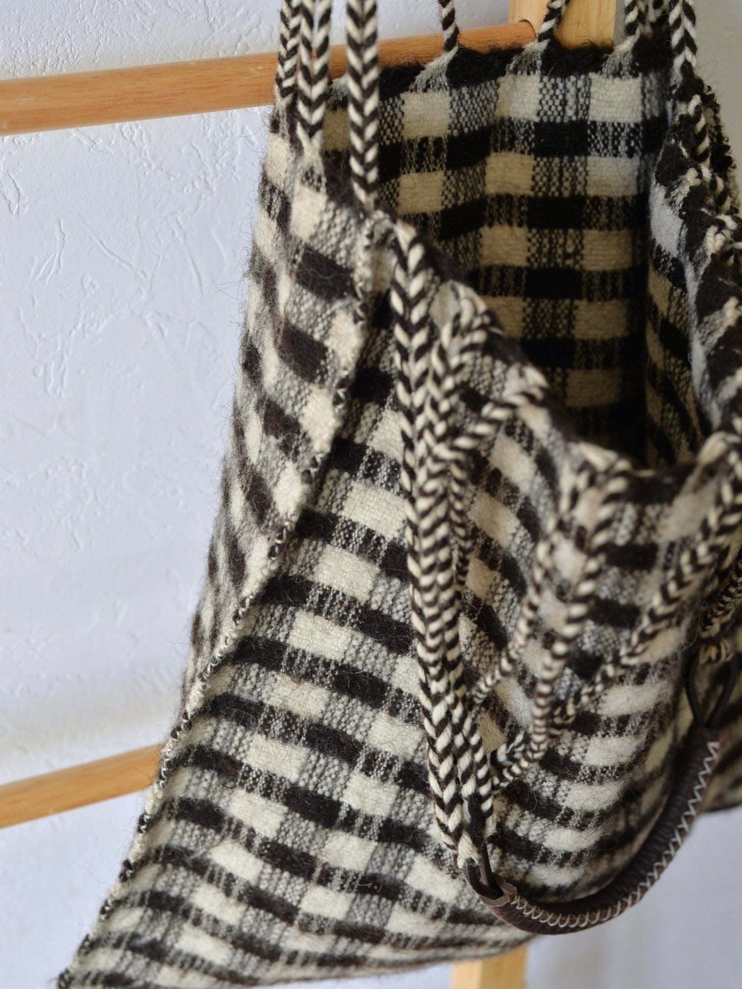 メキシコ ウール ハンモックバッグ レザーハンドル