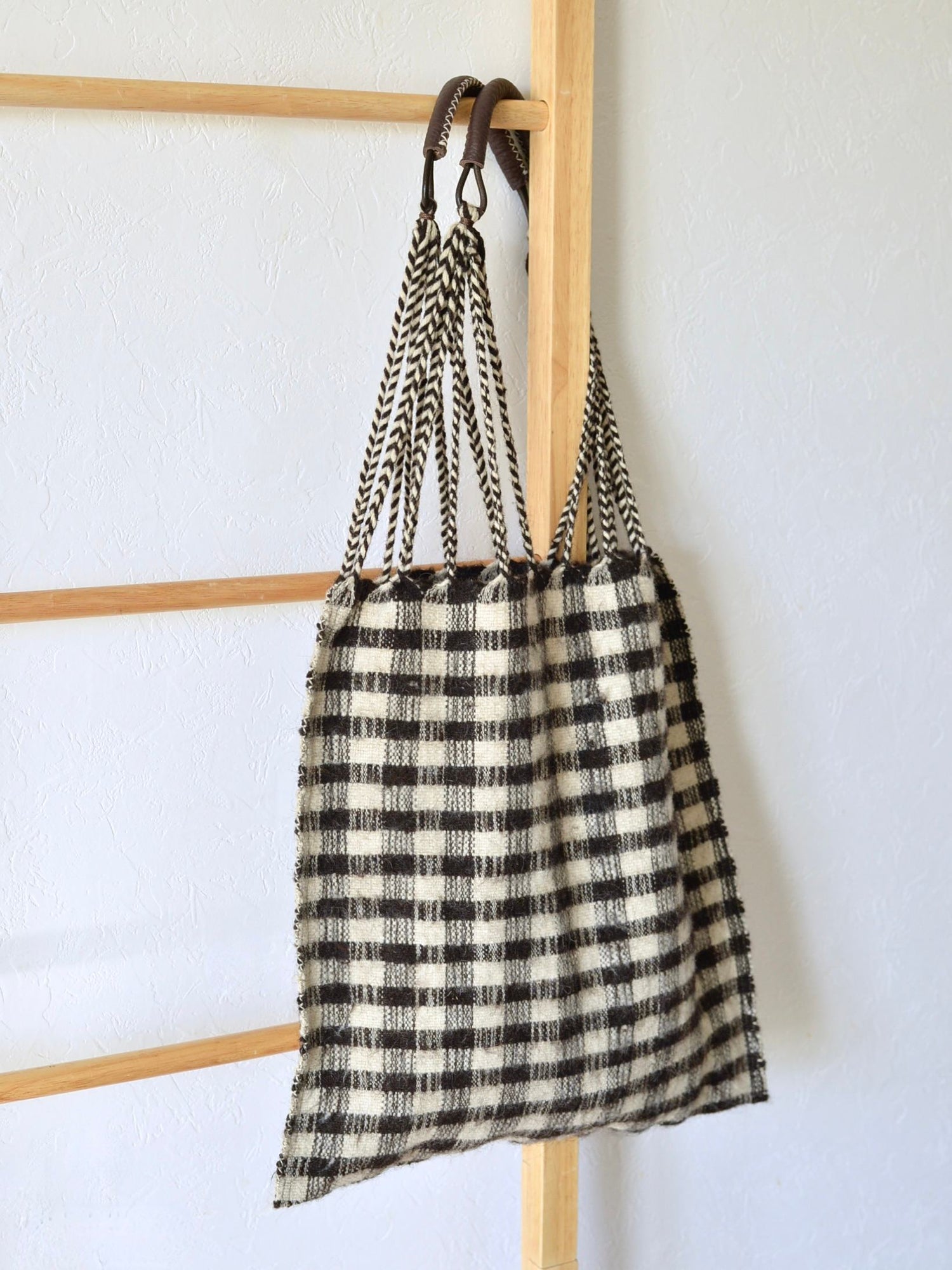 メキシコ ウール ハンモックバッグ レザーハンドル