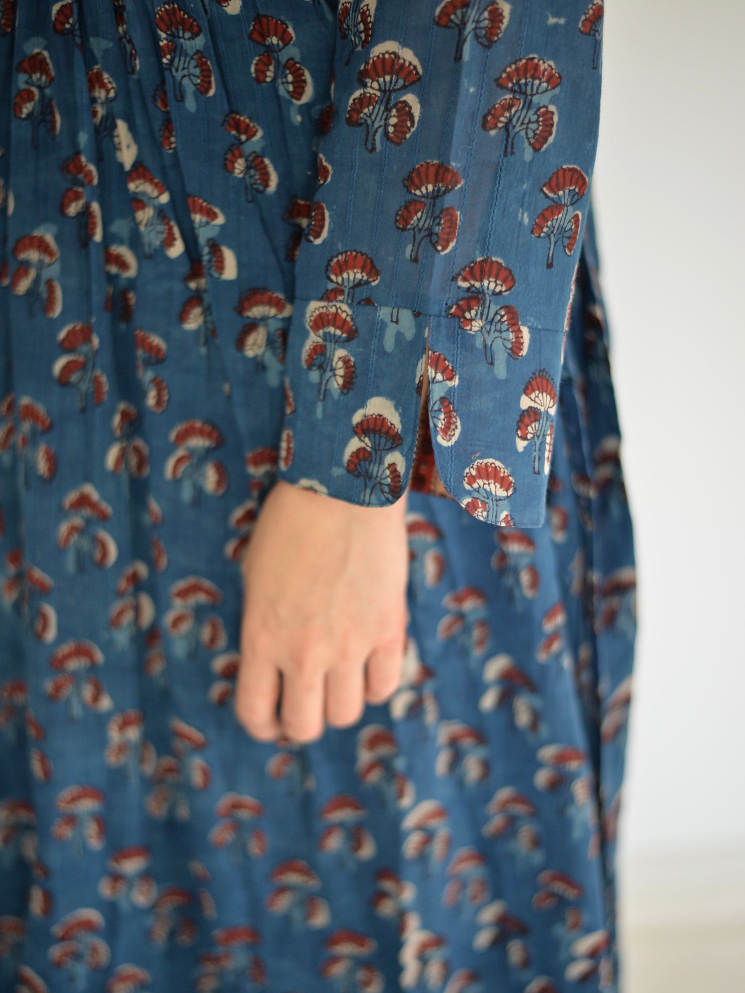 カシュクール ワンピース アジュラック ブロックプリント インディゴ