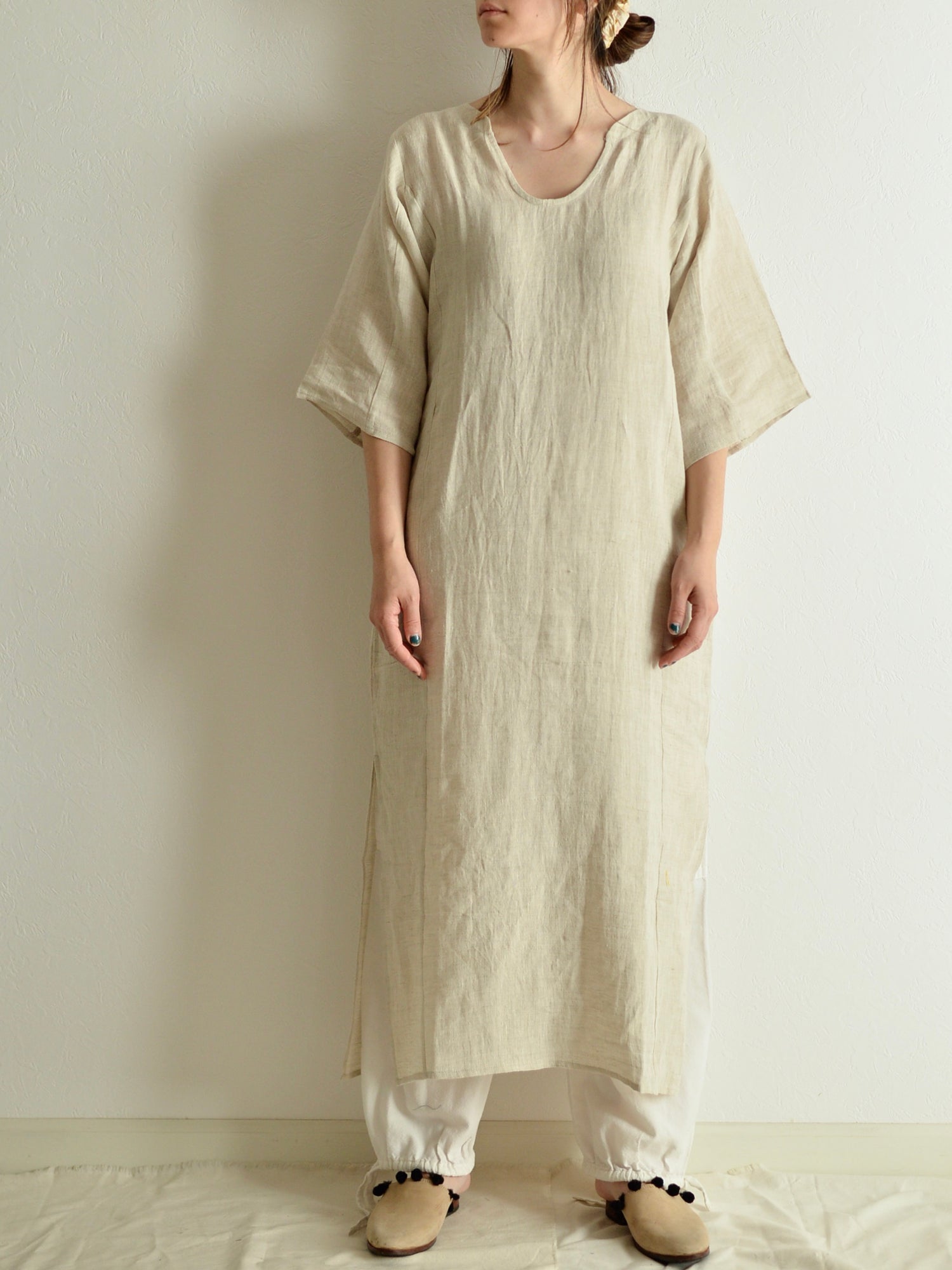 リネン リラックス ワンピース Flax Natural