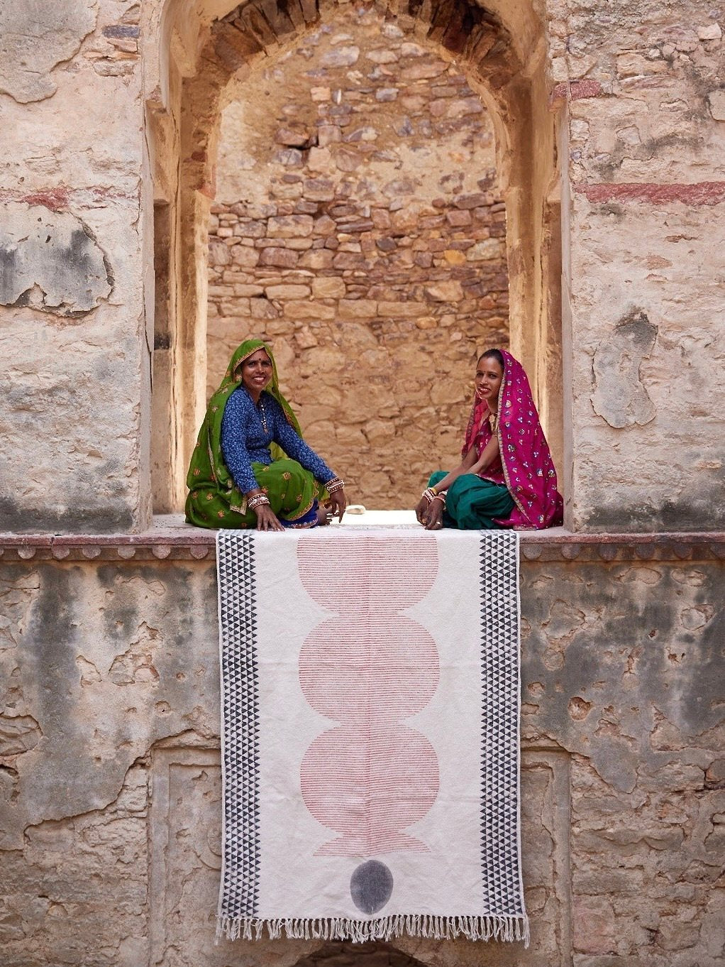 ハンドブロックプリント コットンラグ