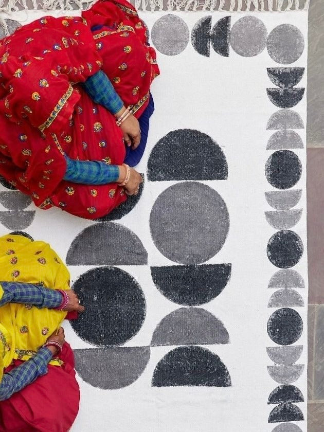 ハンドブロックプリント コットンラグ