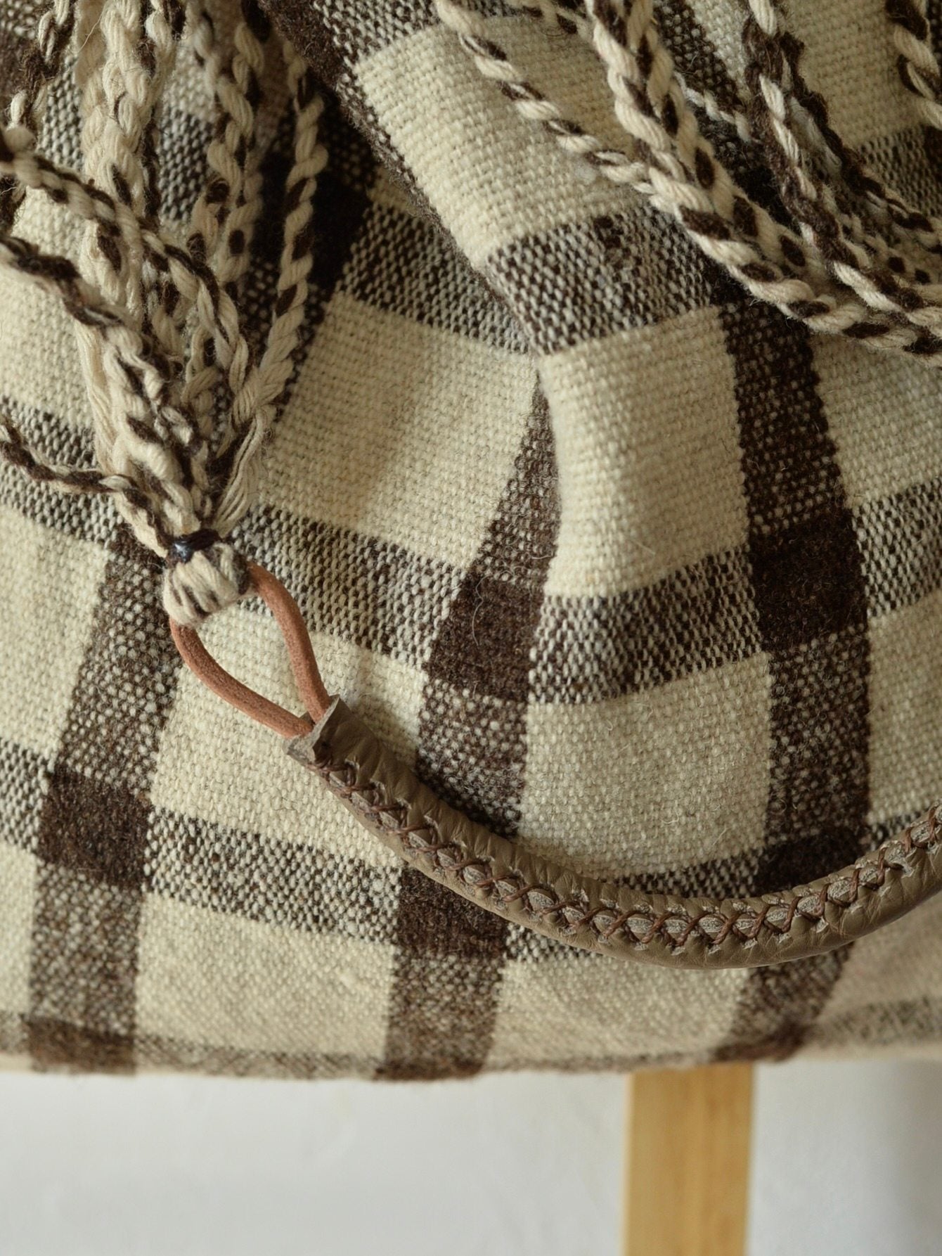 メキシコ ウール ハンモックバッグ レザーハンドル