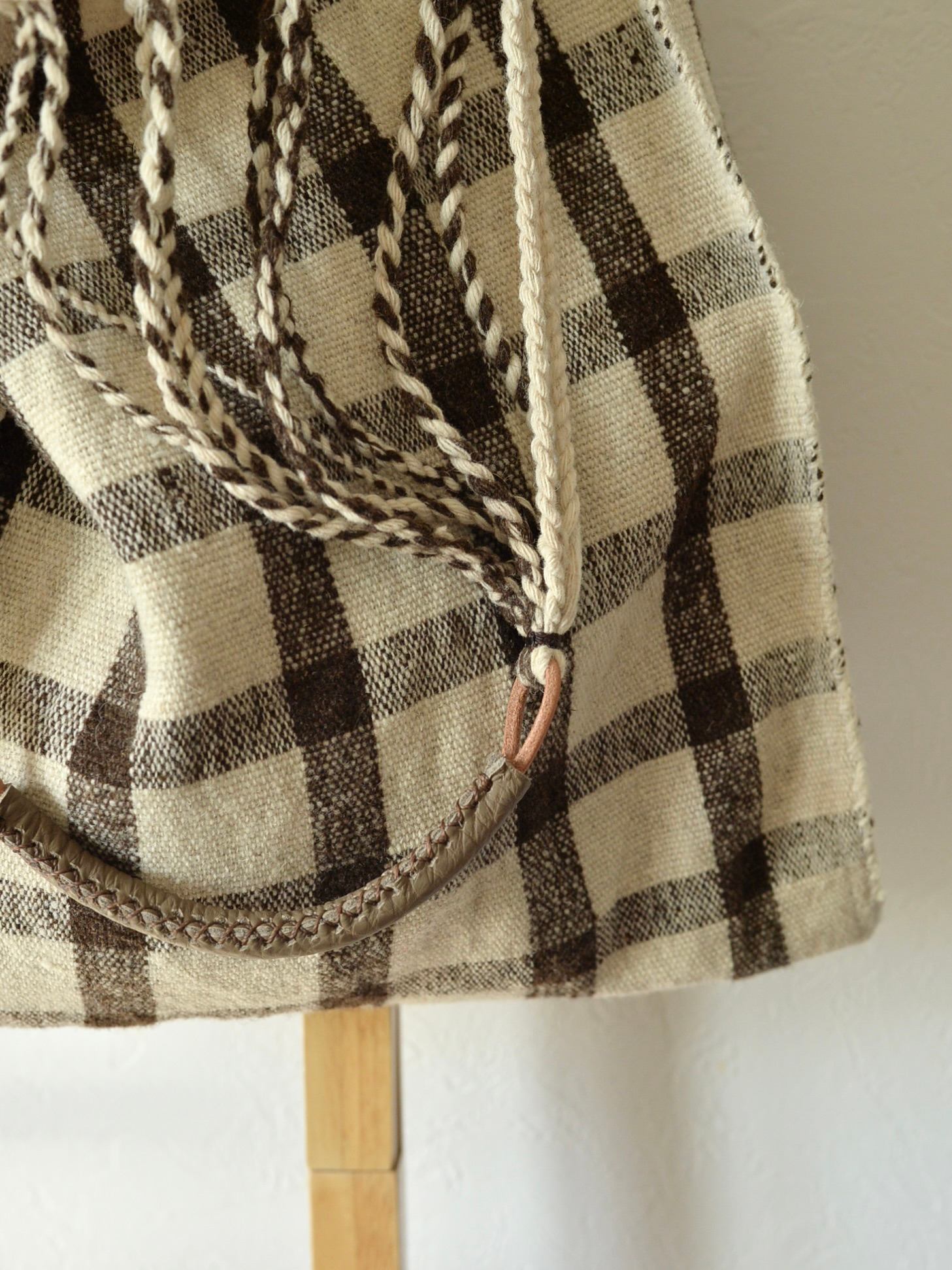 メキシコ ウール ハンモックバッグ レザーハンドル