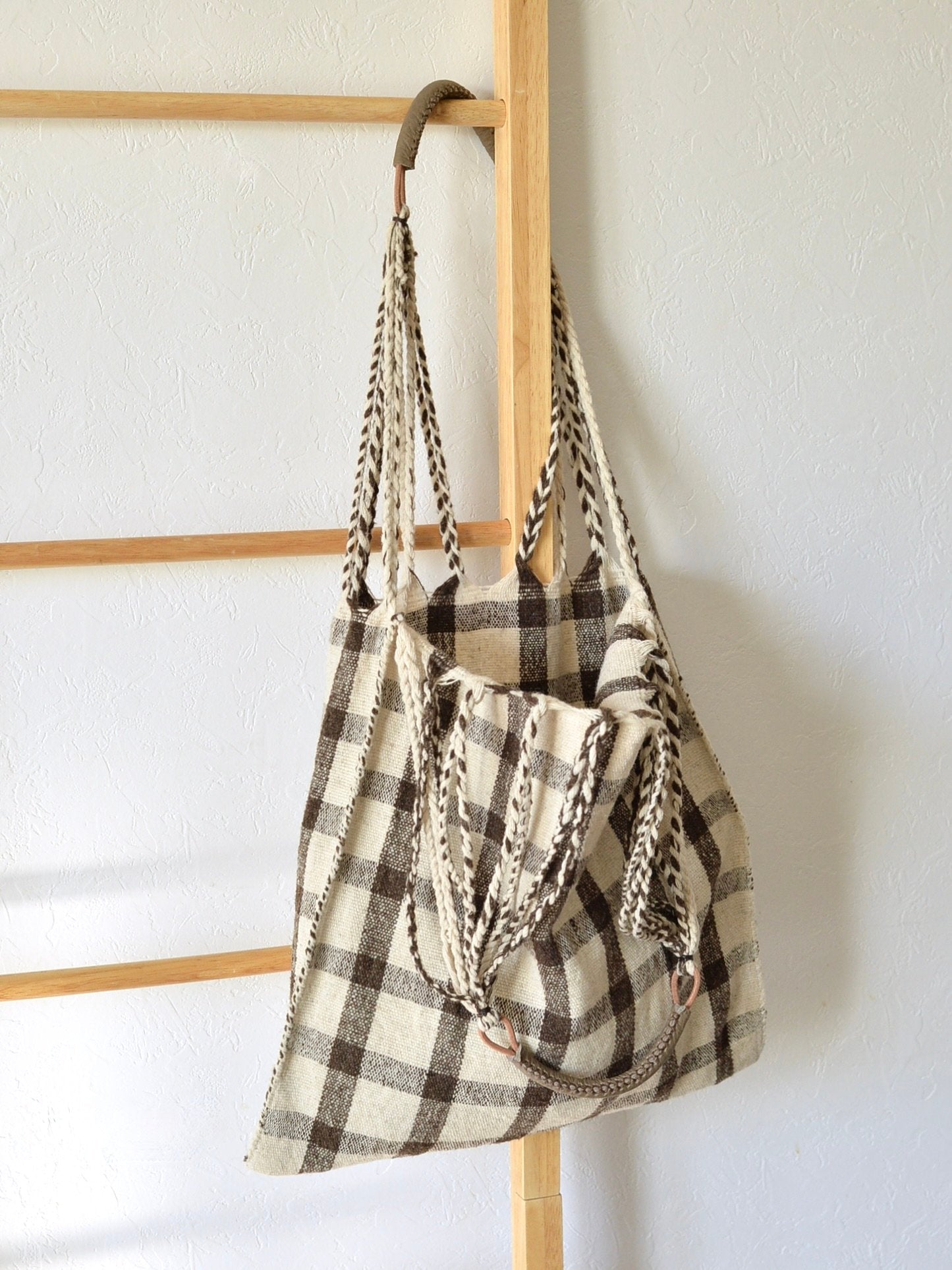 メキシコ ウール ハンモックバッグ レザーハンドル