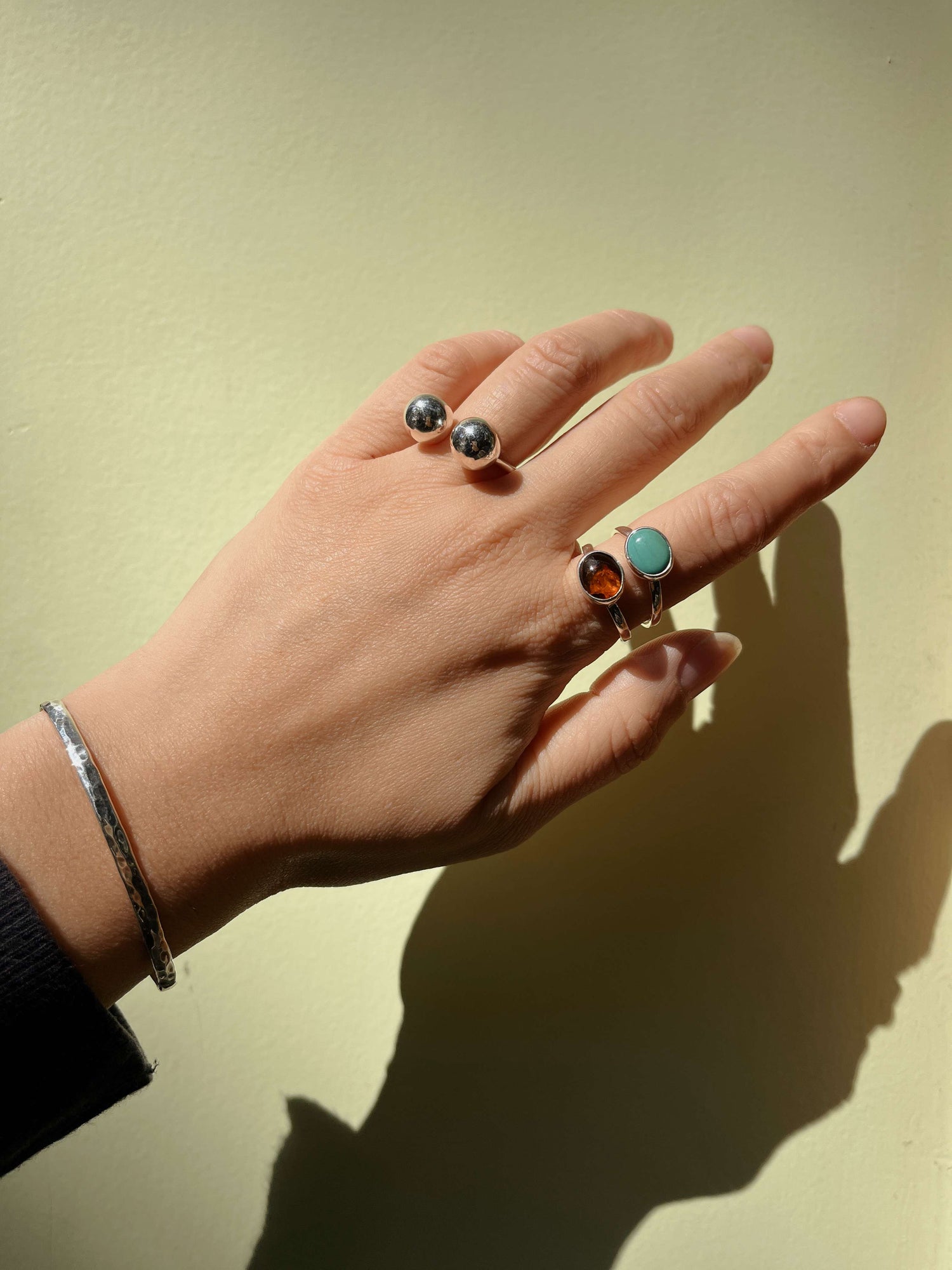 Mexican Silver925 ダブルストーンリング