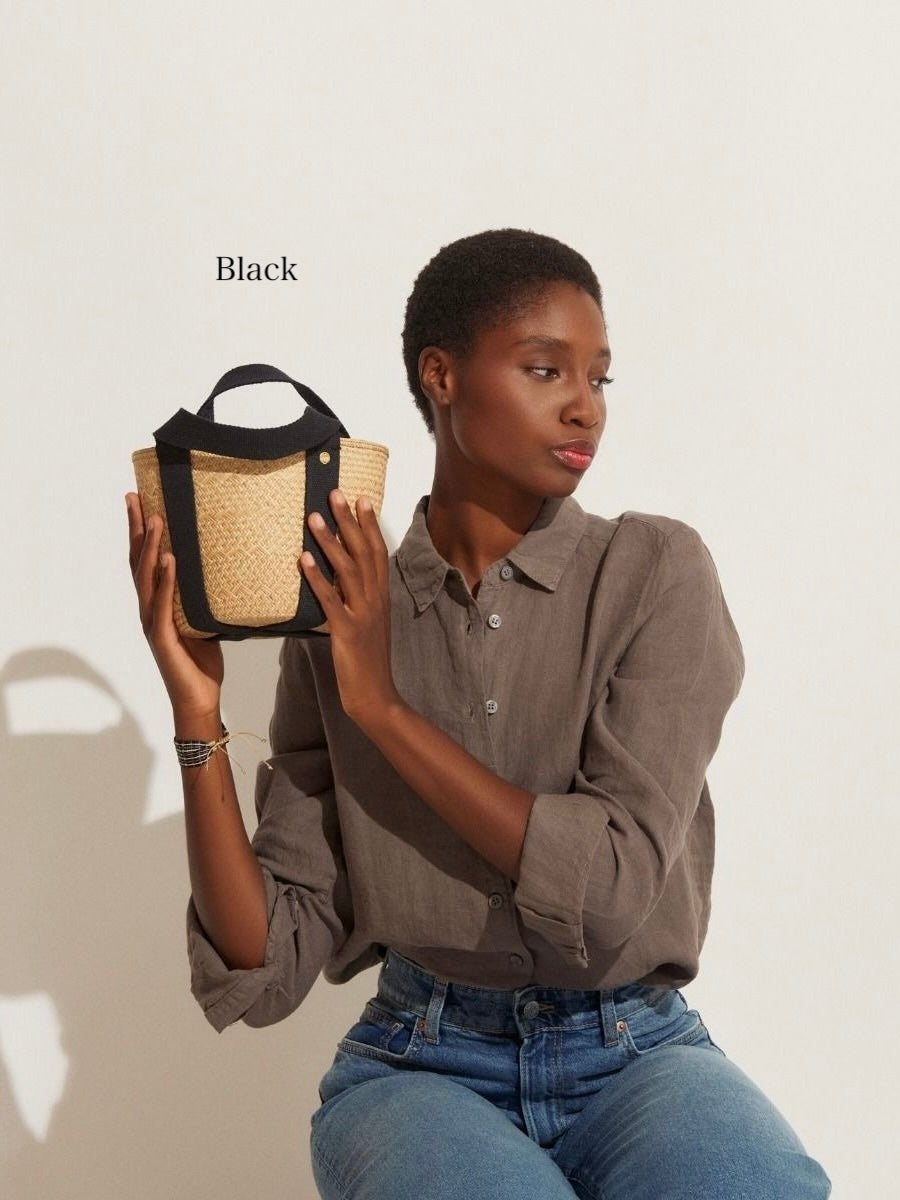 GUANABANA テープハンドル 2way かごバッグ Black & Navy