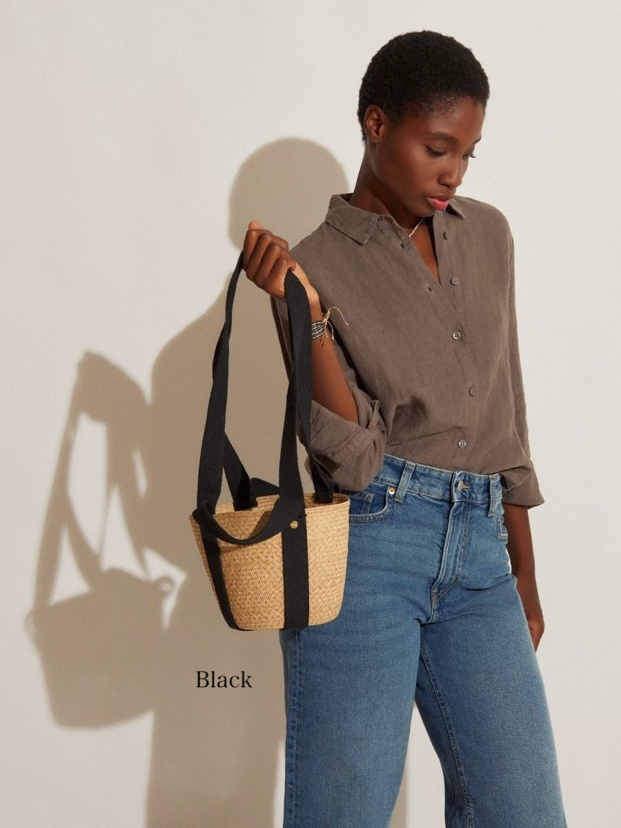 GUANABANA テープハンドル 2way かごバッグ Black & Navy